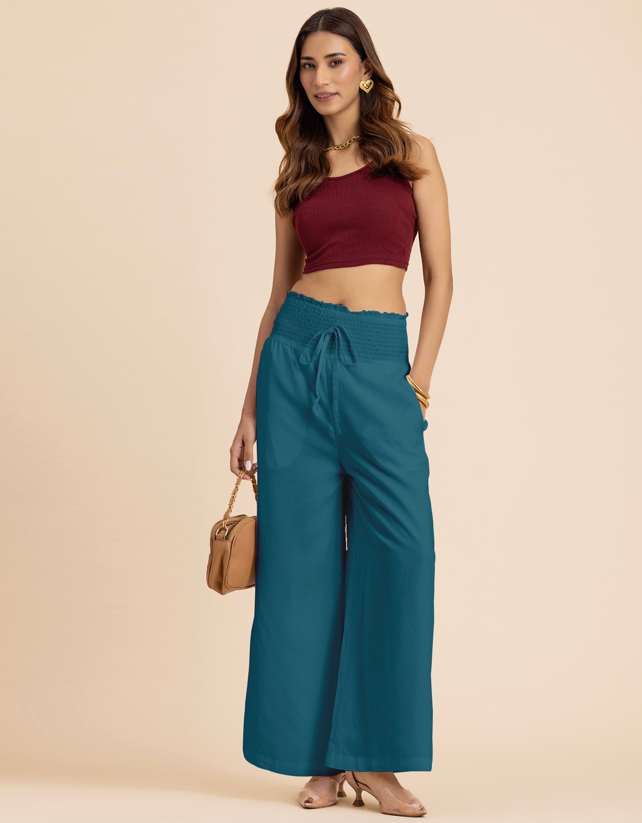 Loose Fit Solid Rayon Women's Stylish Palazzo