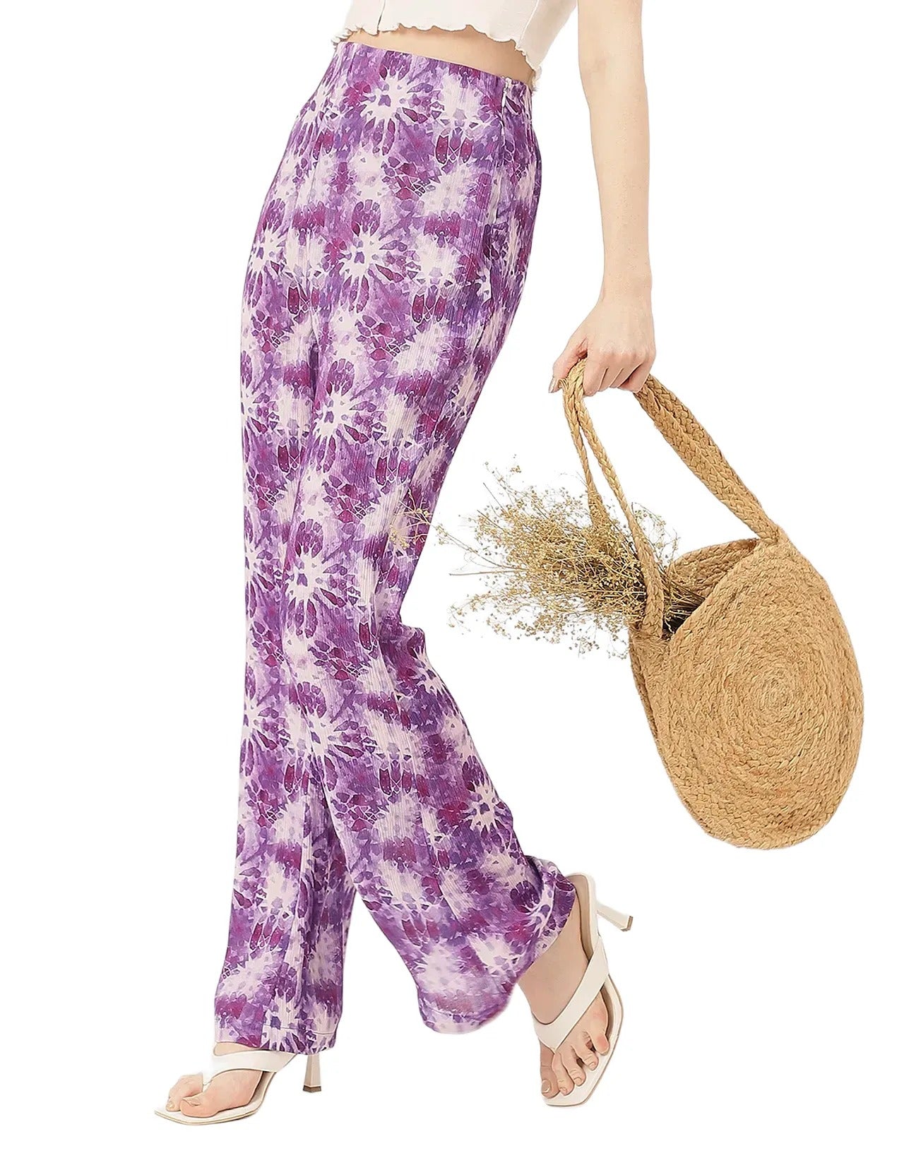 Straight Loose Fit Printed Rayon Pant