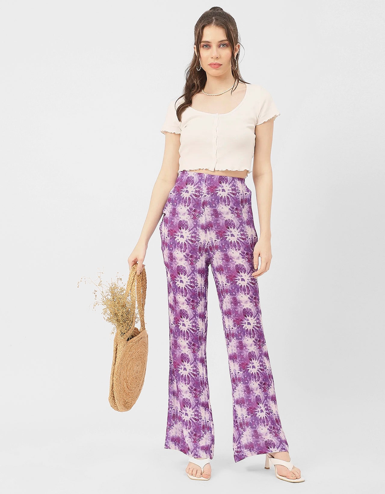 Straight Loose Fit Printed Rayon Pant