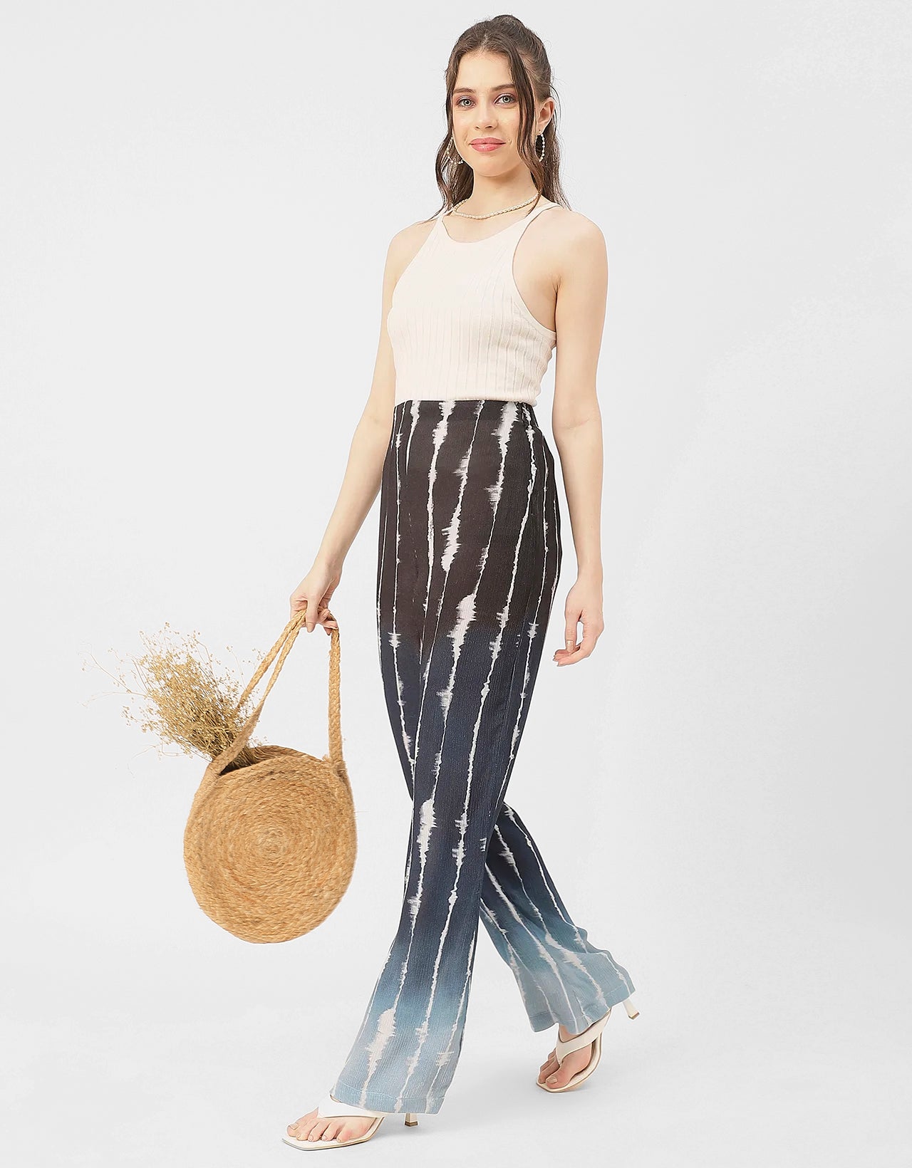 Straight Loose Fit Printed Rayon Pant
