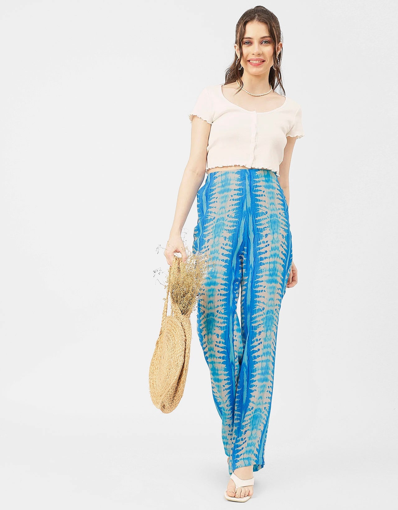 Straight Loose Fit Printed Rayon Pant