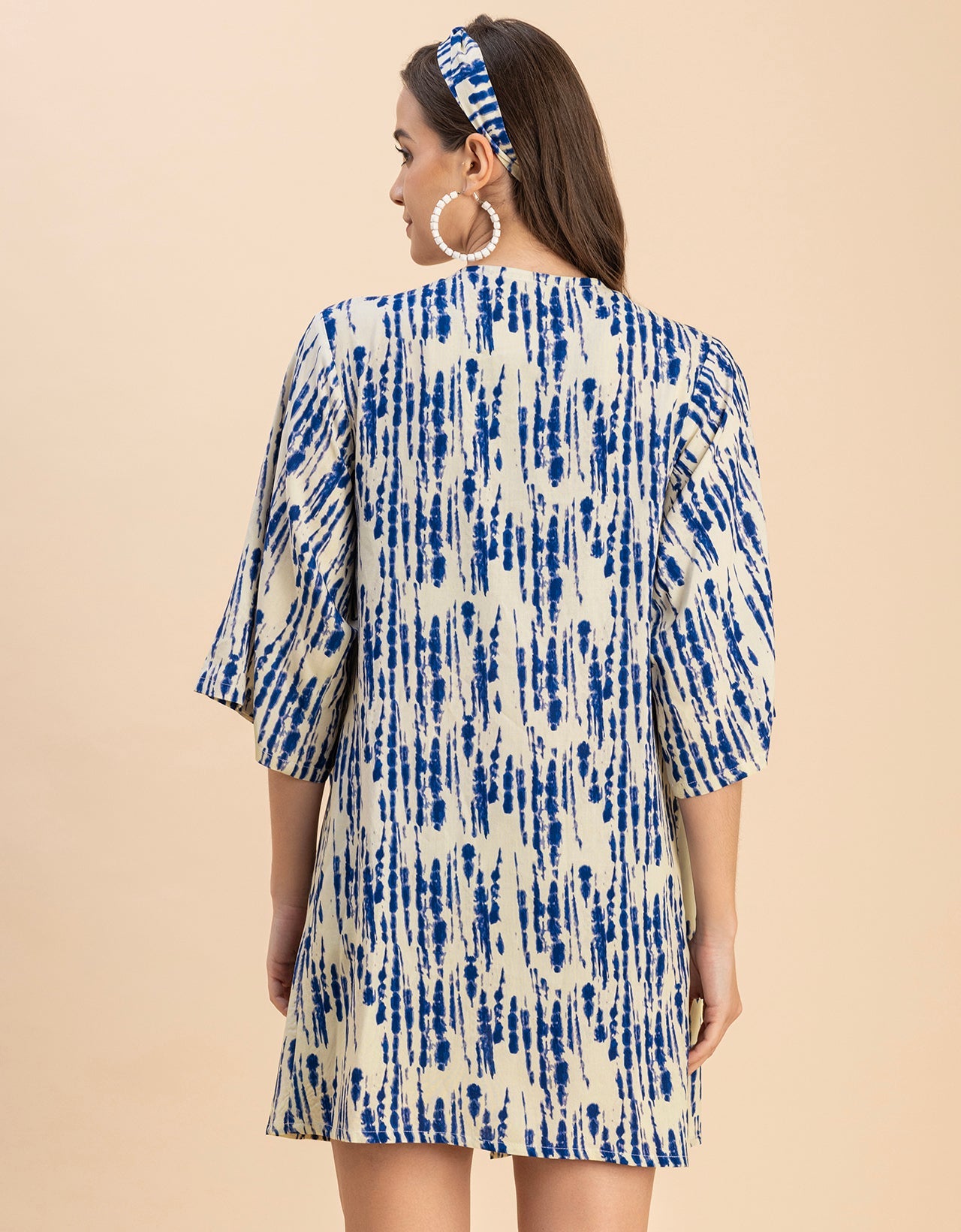 Kimono Sleeves V Neck Printed Rayon Shrug