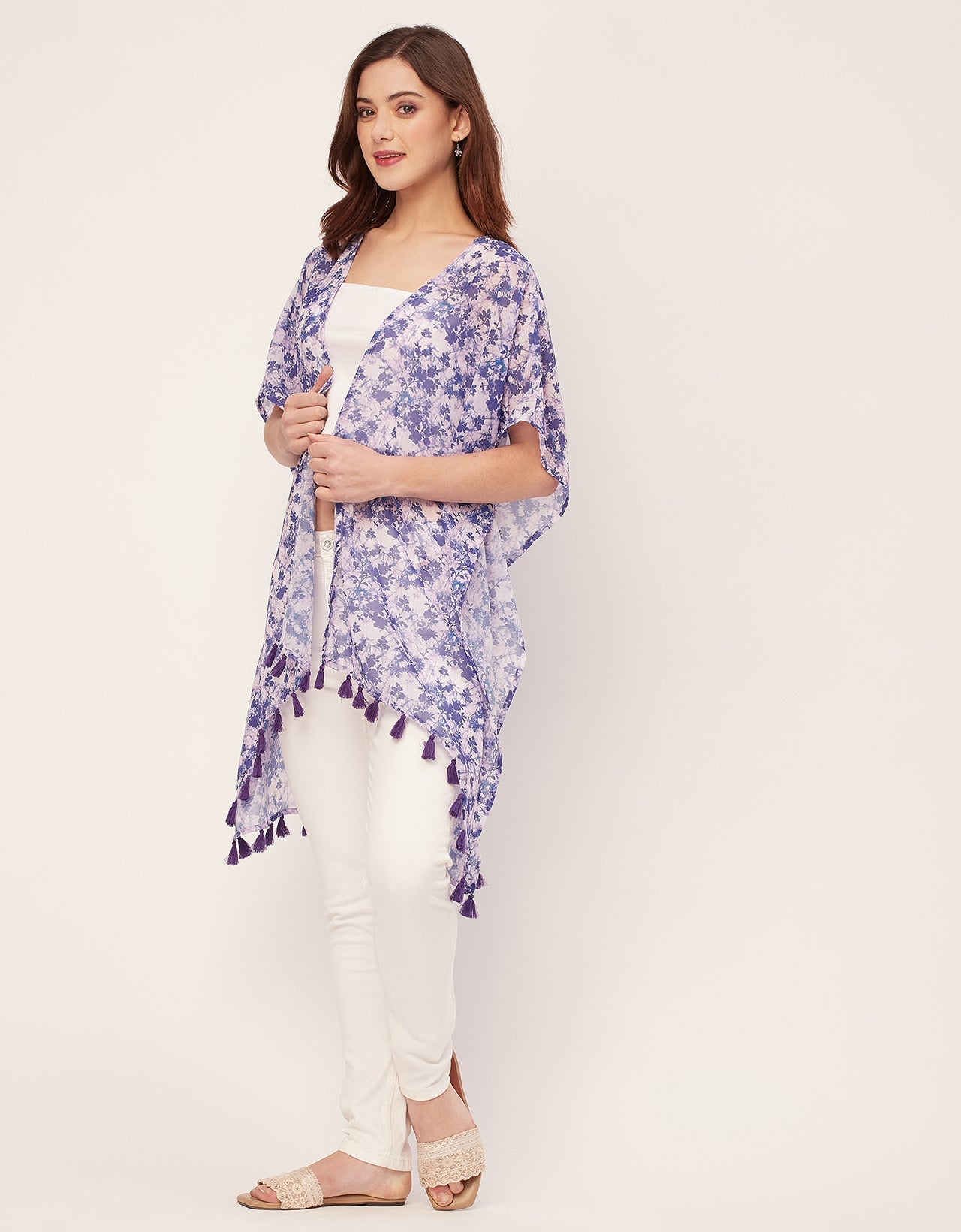 Kimono Sleeves V Neck Regular Shrug
