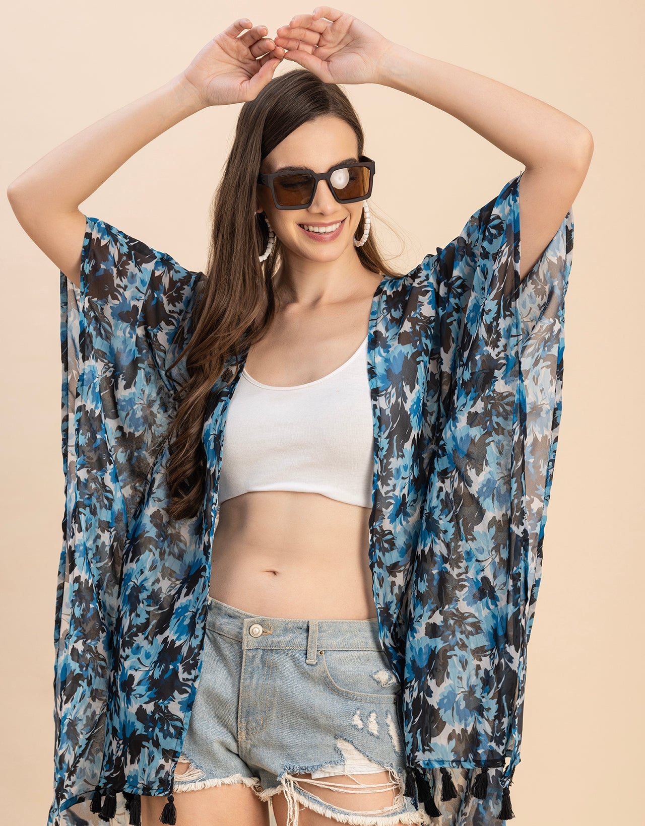 Kimono Sleeves V Neck Regular Shrug