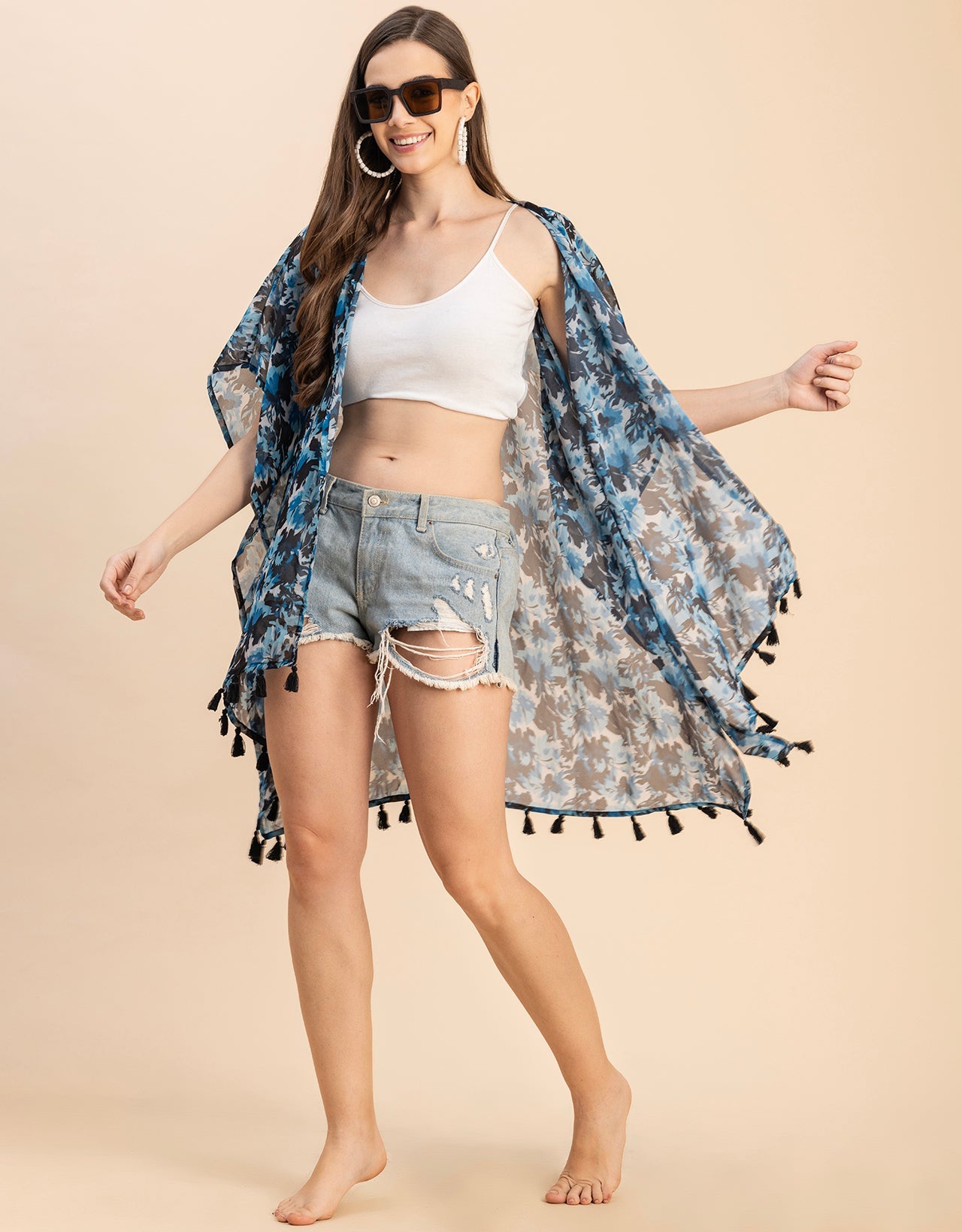 Kimono Sleeves V Neck Regular Shrug