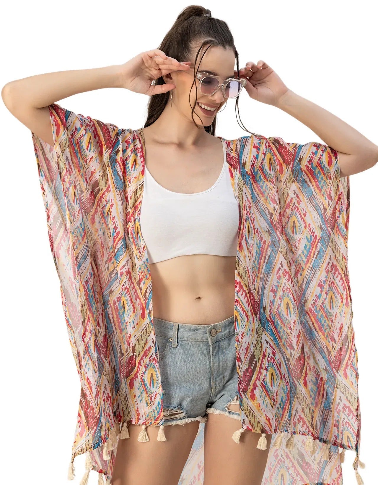 Kimono Sleeves V Neck Regular Shrug