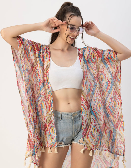 Kimono Sleeves V Neck Regular Shrug