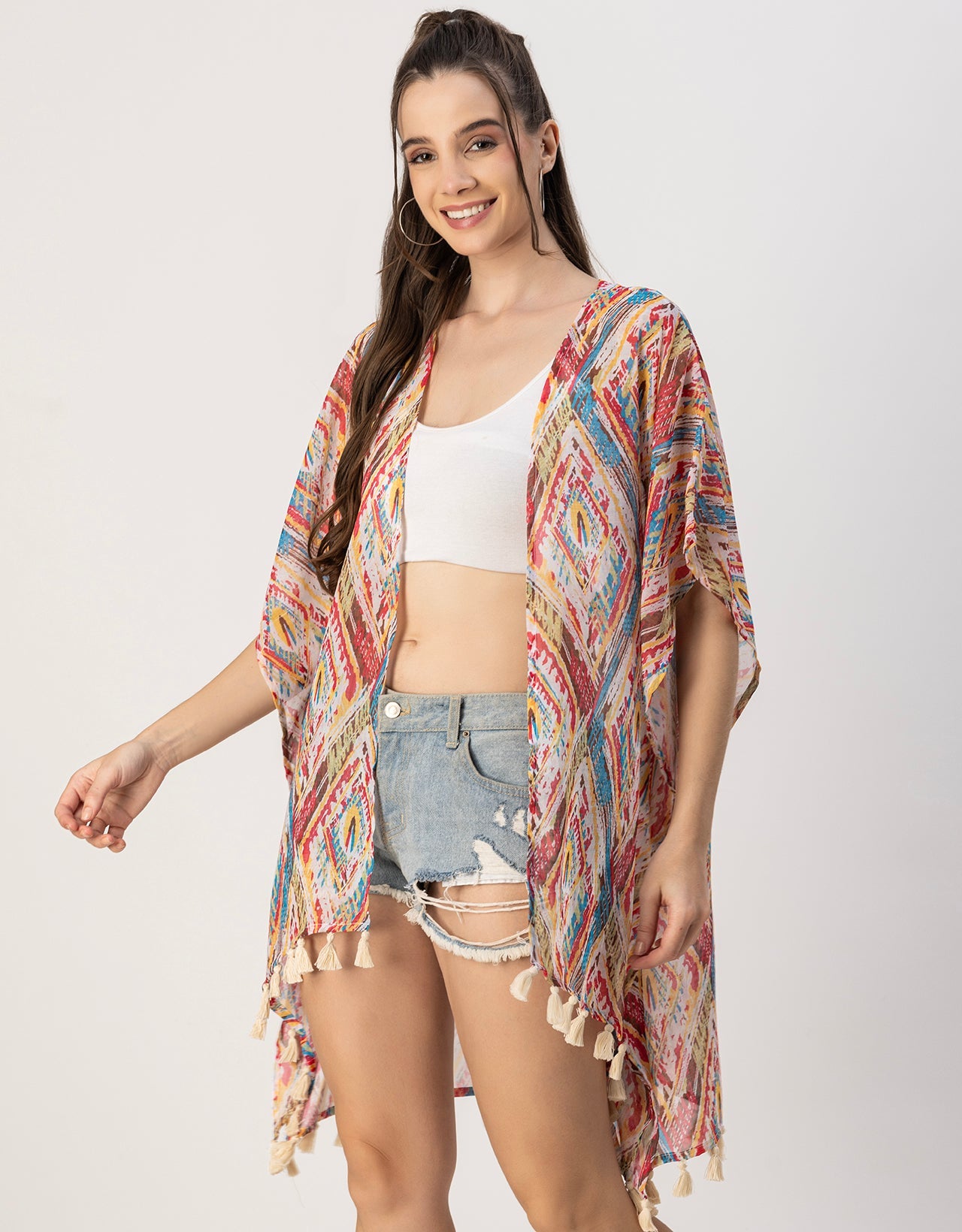 Kimono Sleeves V Neck Regular Shrug