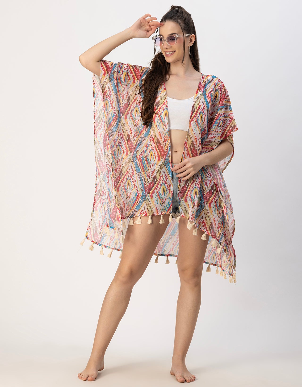 Kimono Sleeves V Neck Regular Shrug