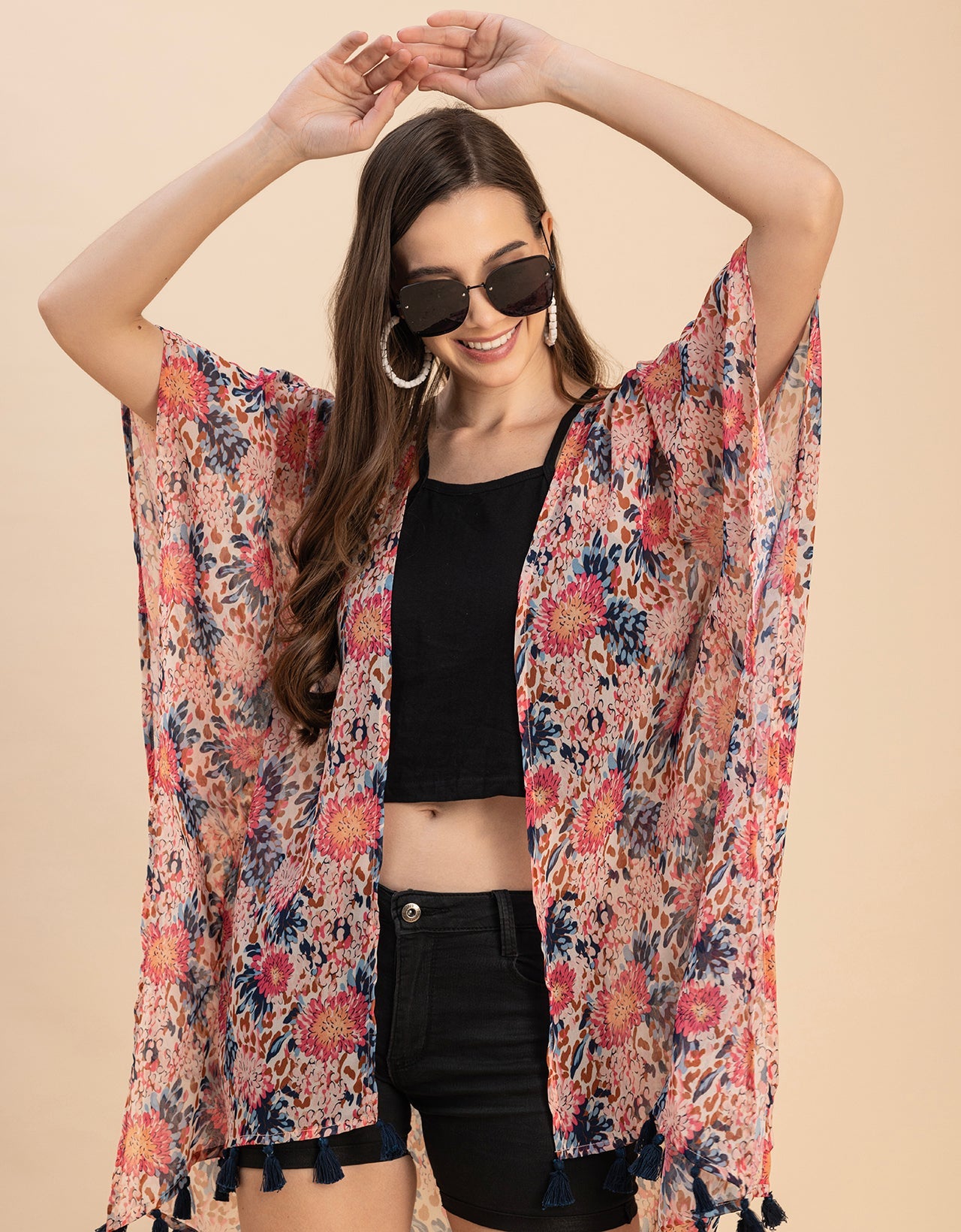 Kimono Sleeves V Neck Regular Shrug