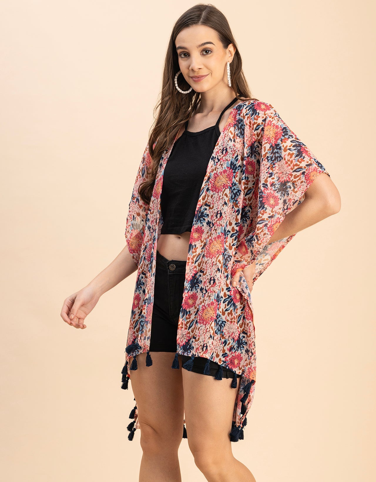 Kimono Sleeves V Neck Regular Shrug