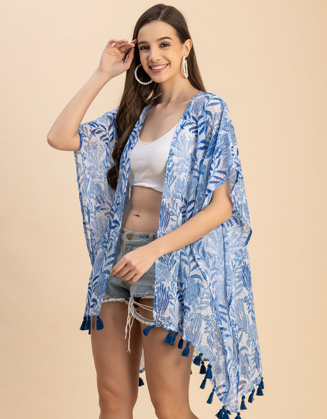 Kimono Sleeves V Neck Regular Shrug