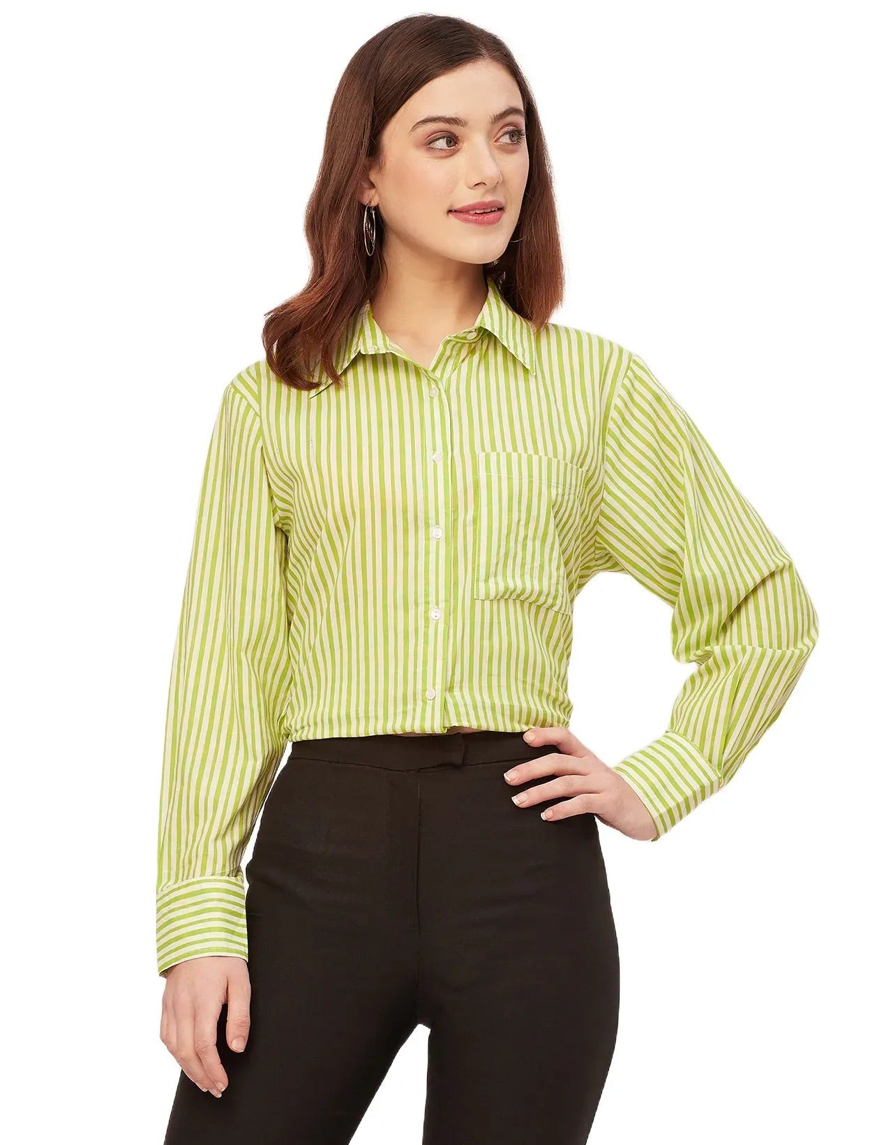 Long Sleeve Spread Collar Shirt Cotton Shirt
