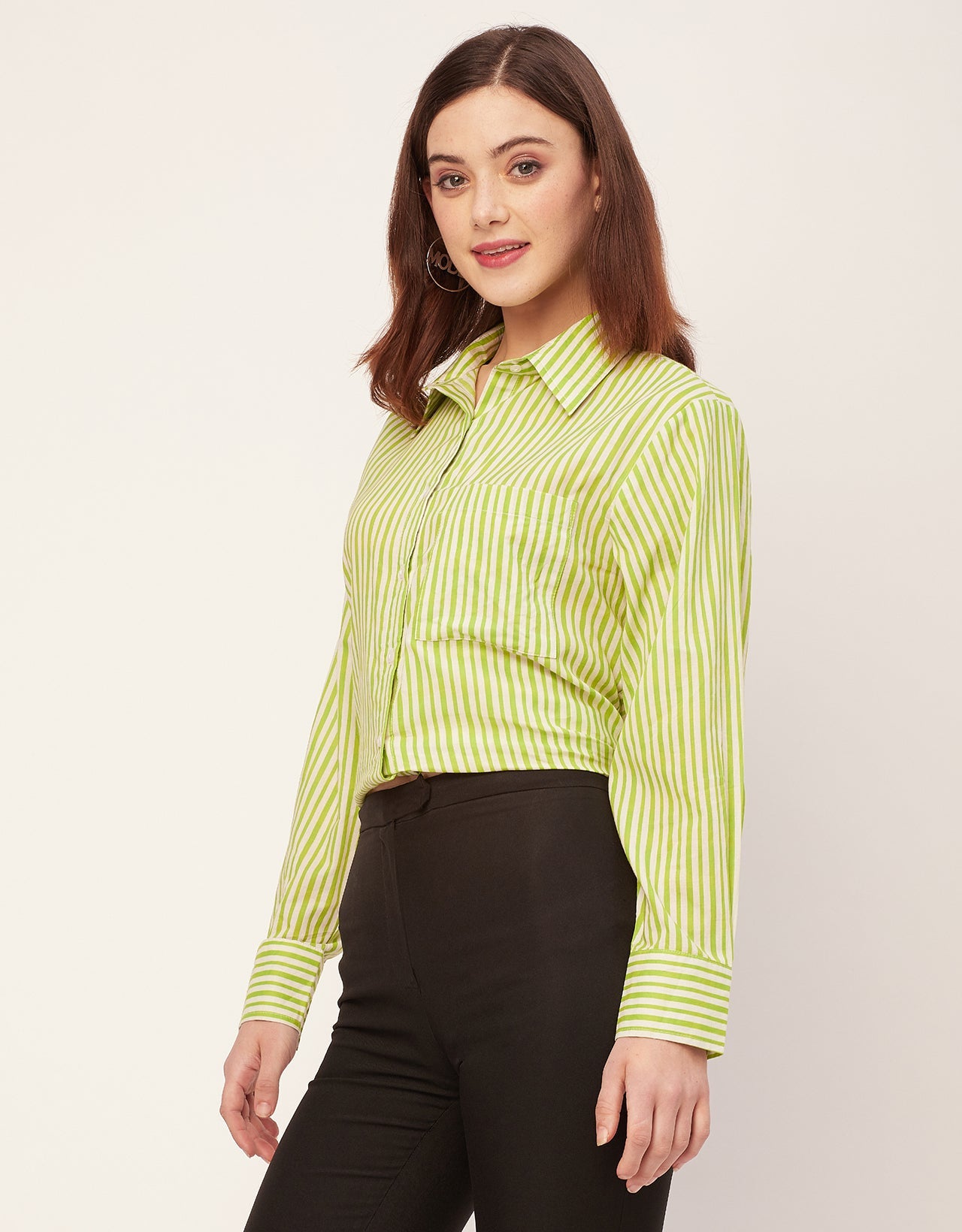 Long Sleeve Spread Collar Shirt Cotton Shirt
