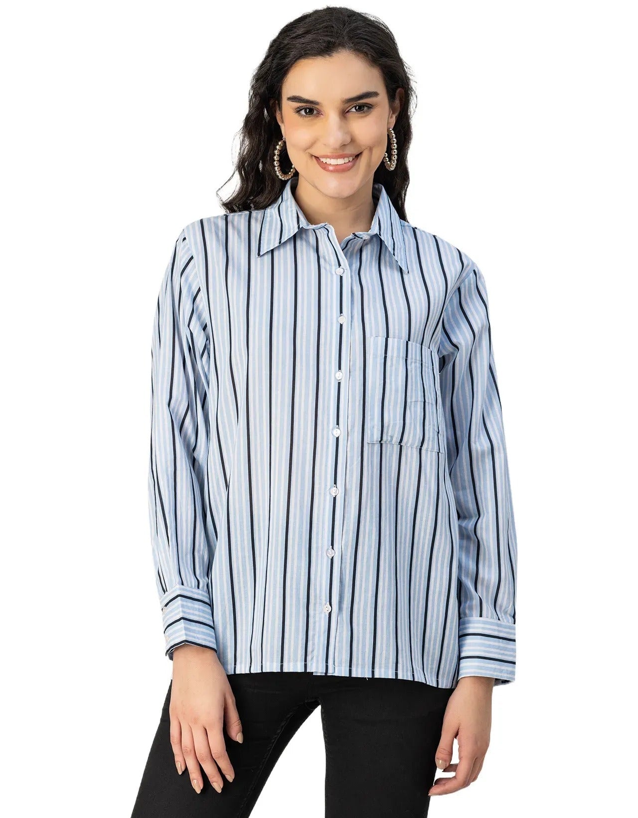 Long Sleeve Spread Collar Shirt Cotton Shirt