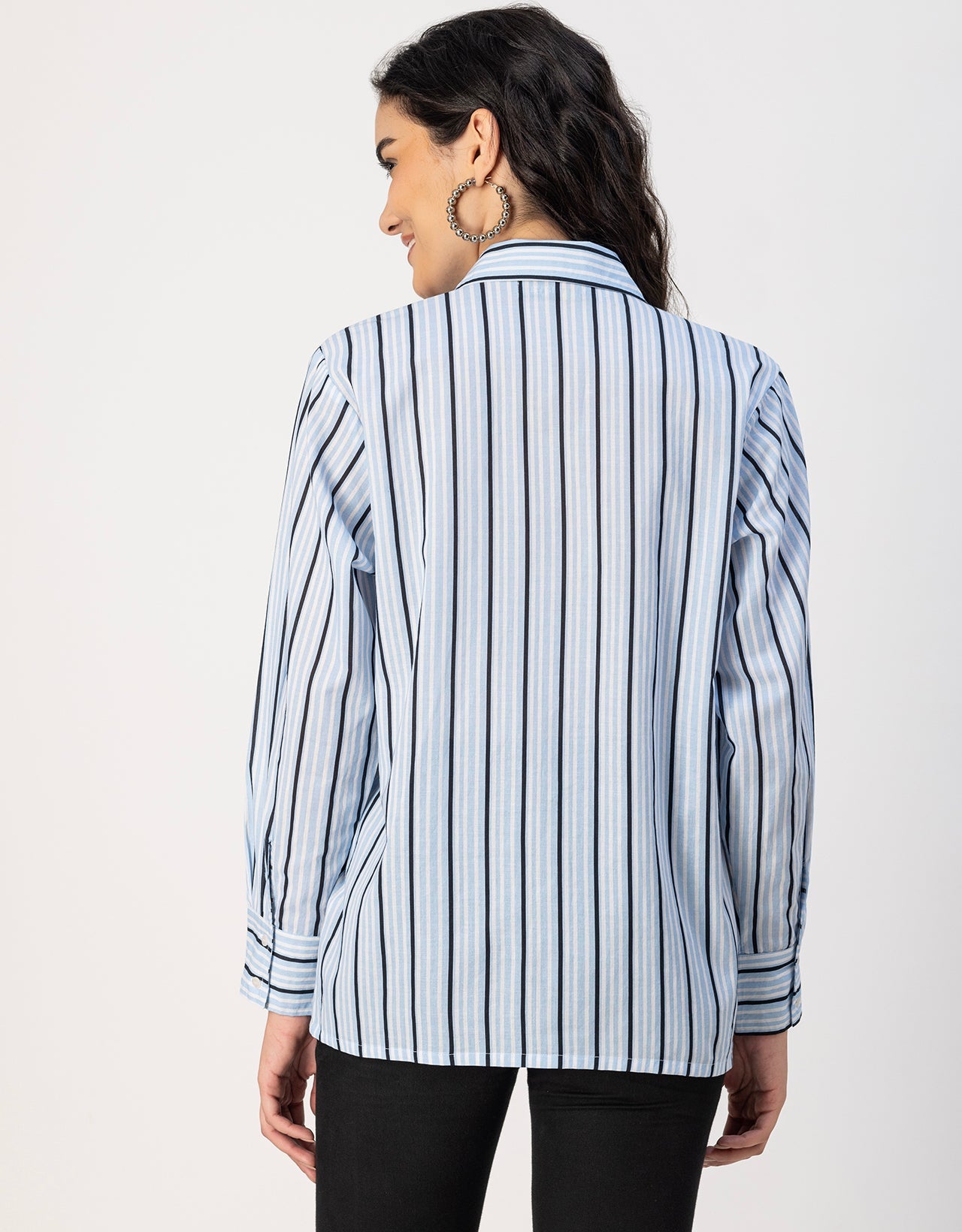 Long Sleeve Spread Collar Shirt Cotton Shirt