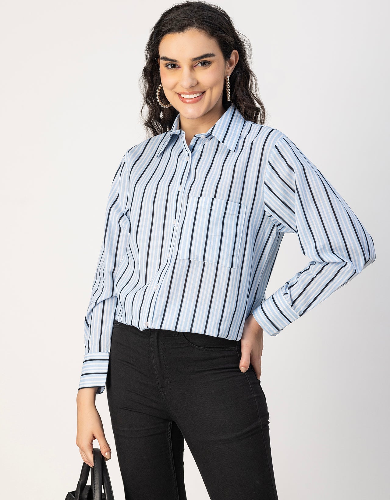 Long Sleeve Spread Collar Shirt Cotton Shirt