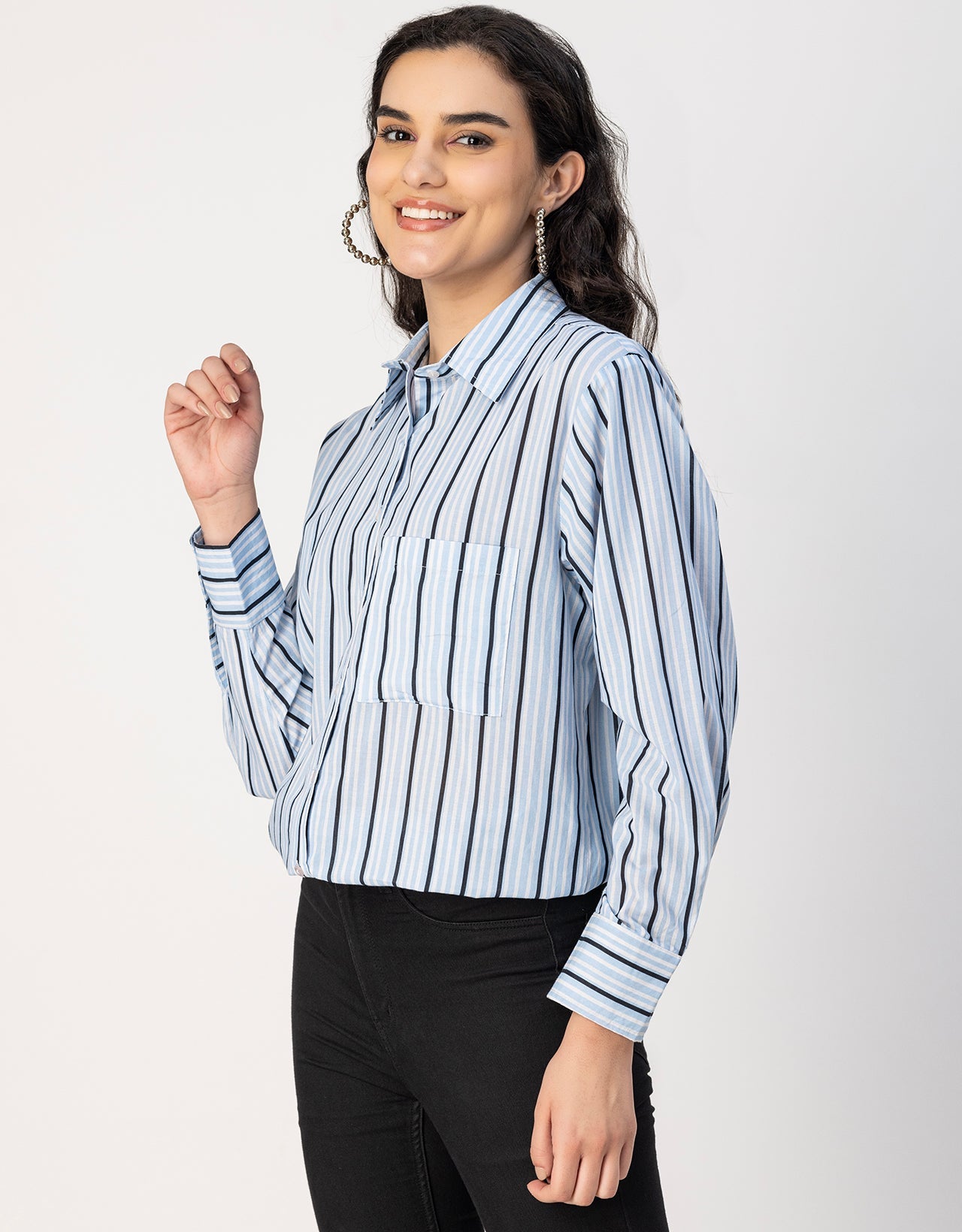 Long Sleeve Spread Collar Shirt Cotton Shirt
