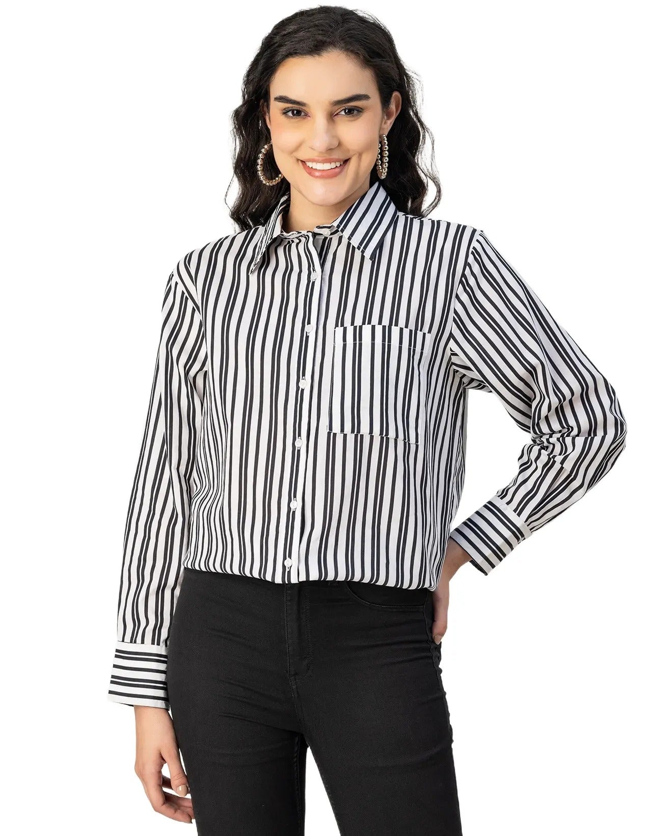 Long Sleeve Spread Collar Shirt Cotton Shirt