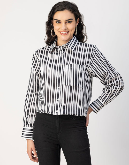Long Sleeve Spread Collar Shirt Cotton Shirt
