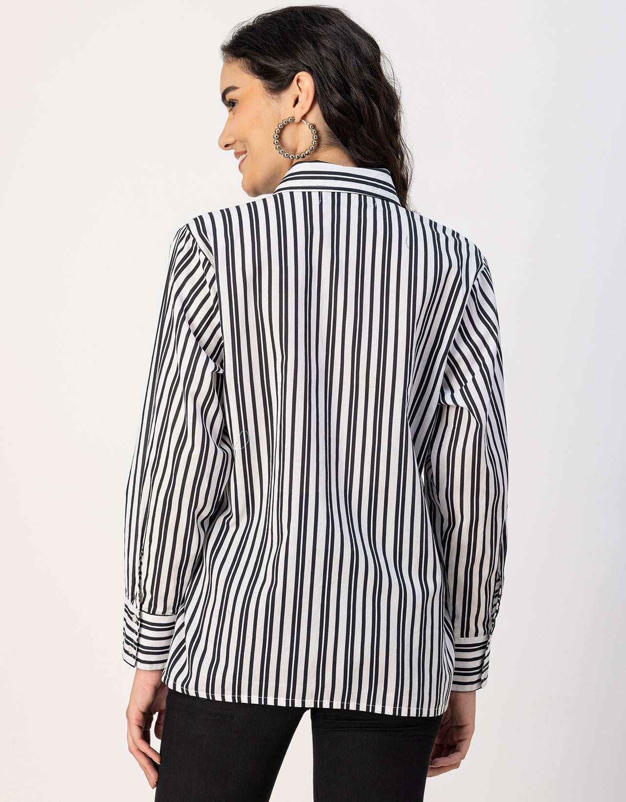Long Sleeve Spread Collar Shirt Cotton Shirt