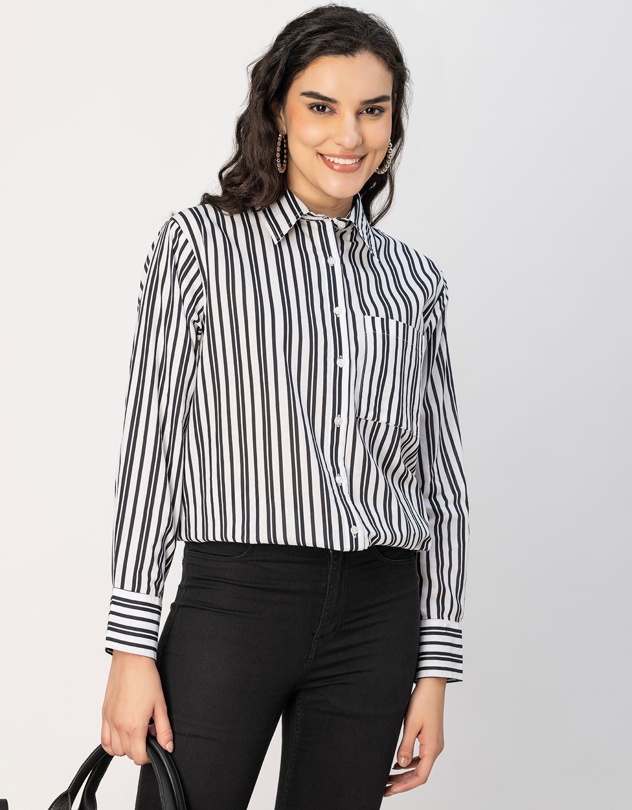 Long Sleeve Spread Collar Shirt Cotton Shirt