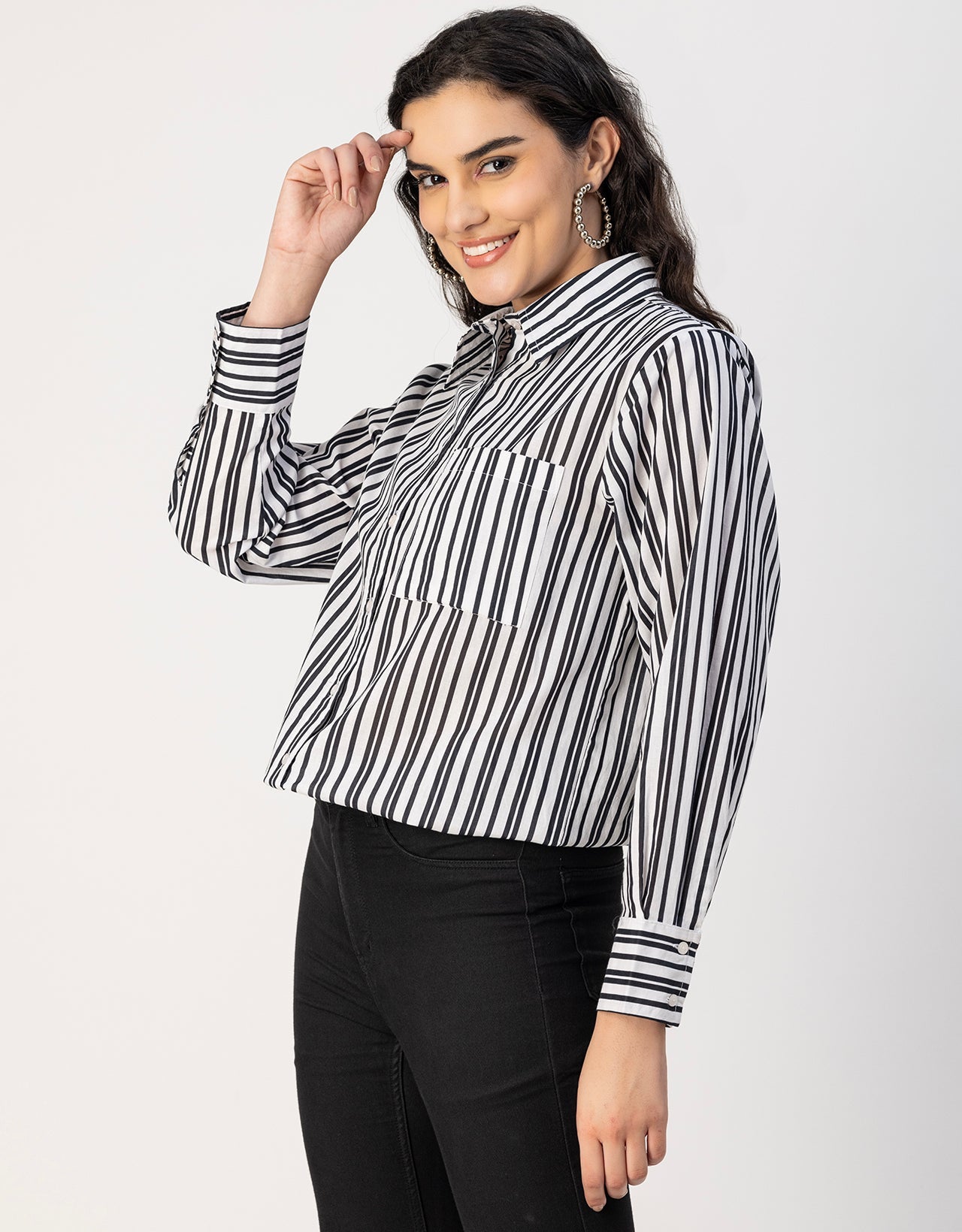 Long Sleeve Spread Collar Shirt Cotton Shirt