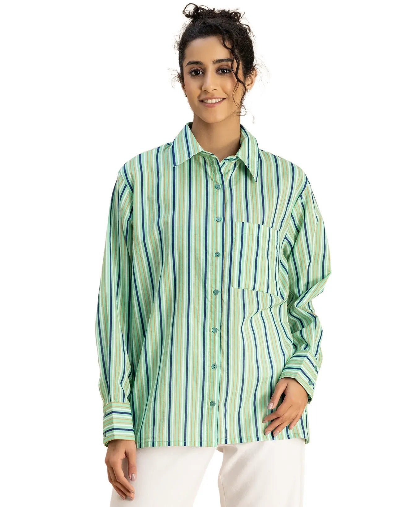 Long Sleeve Spread Collar Shirt Cotton Shirt