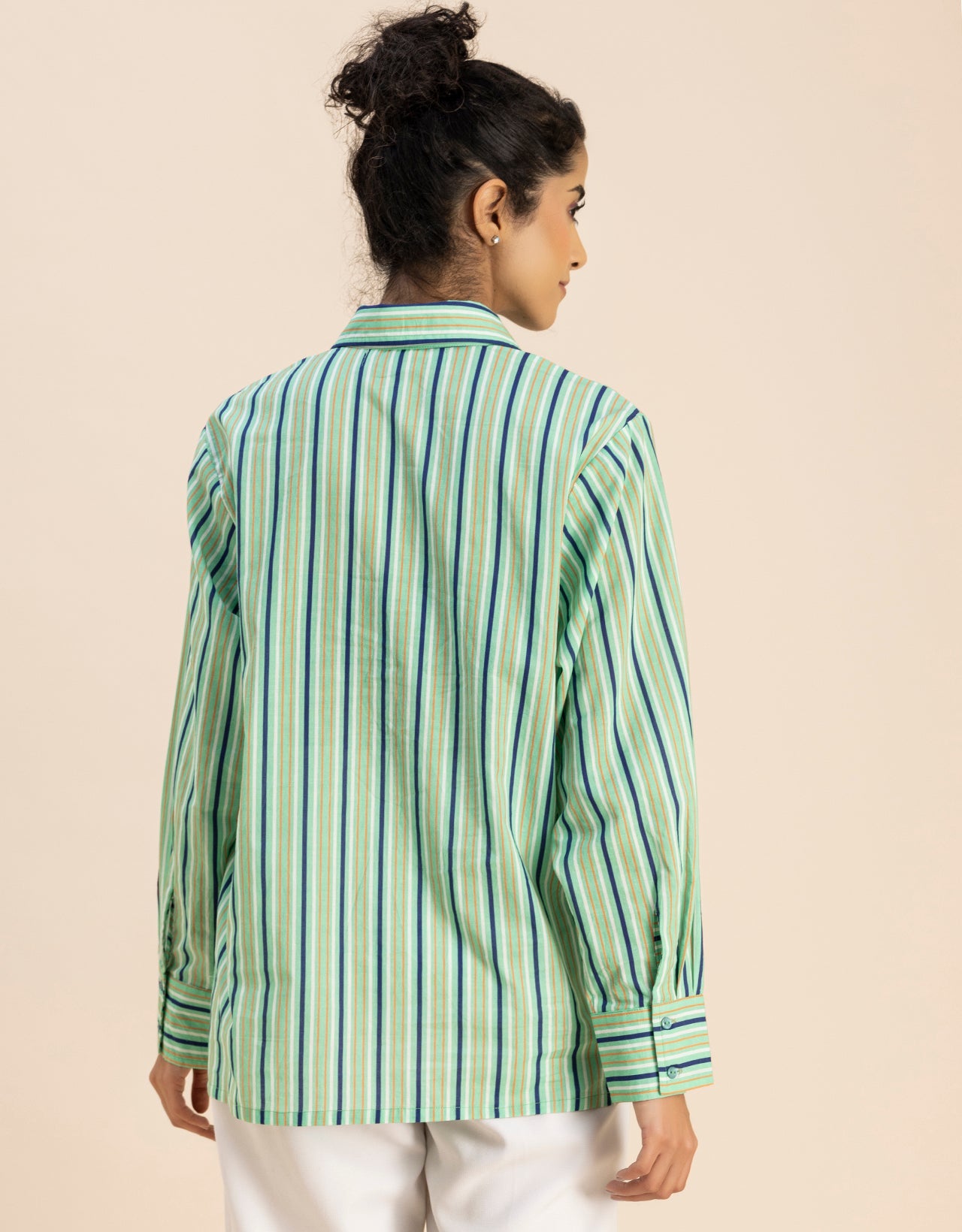 Long Sleeve Spread Collar Shirt Cotton Shirt