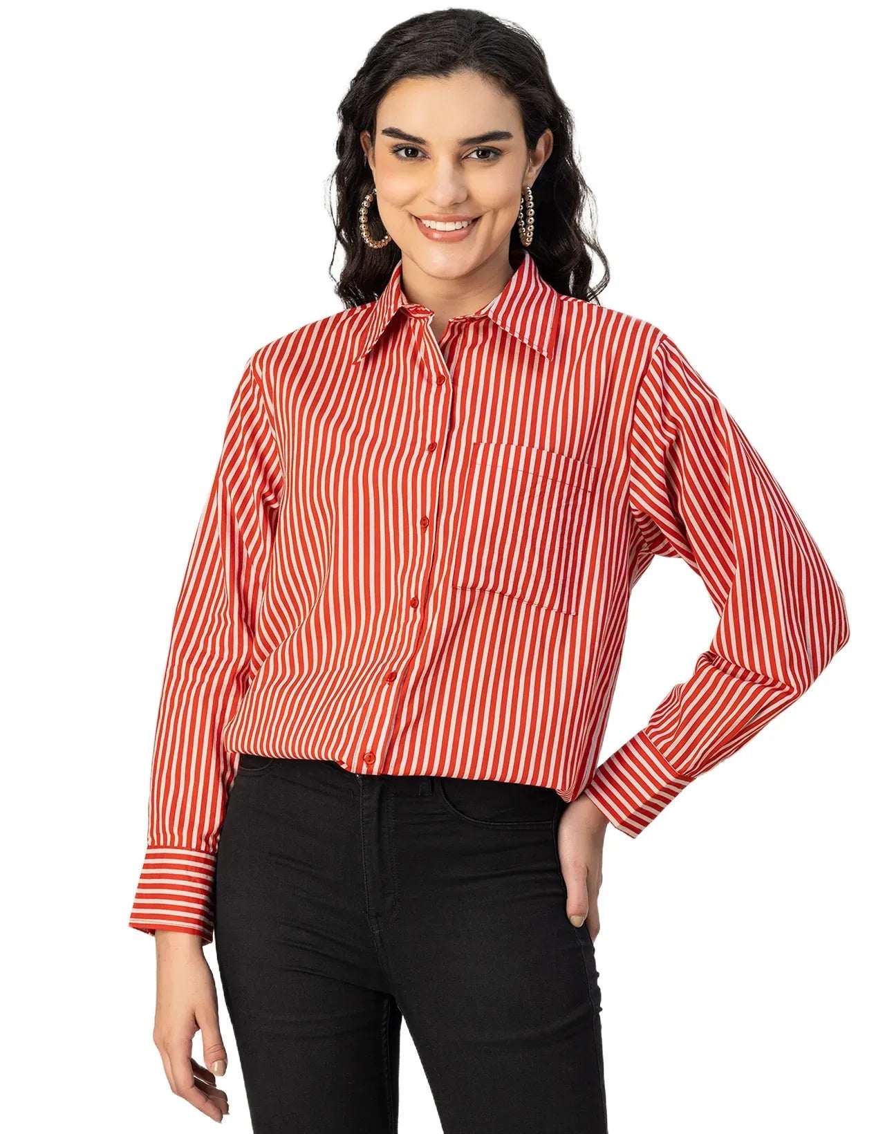 Long Sleeve Spread Collar Shirt Cotton Shirt