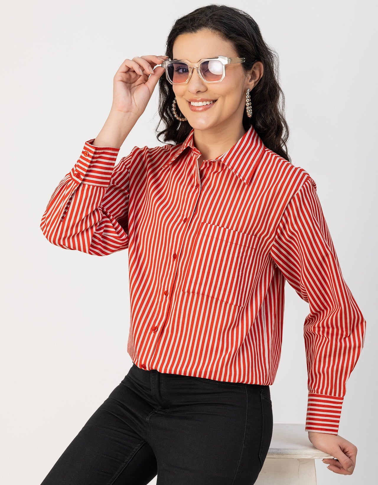 Long Sleeve Spread Collar Shirt Cotton Shirt