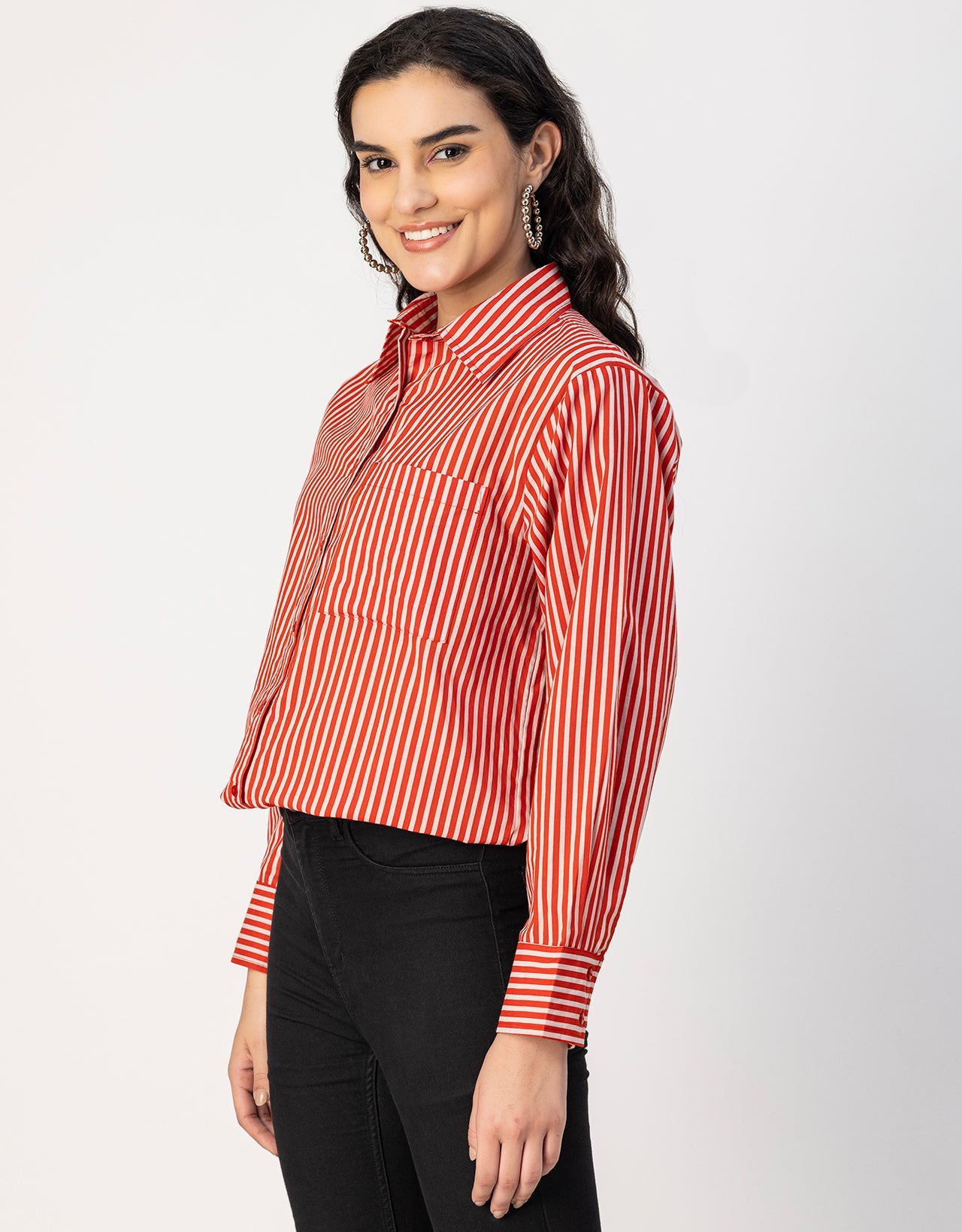 Long Sleeve Spread Collar Shirt Cotton Shirt