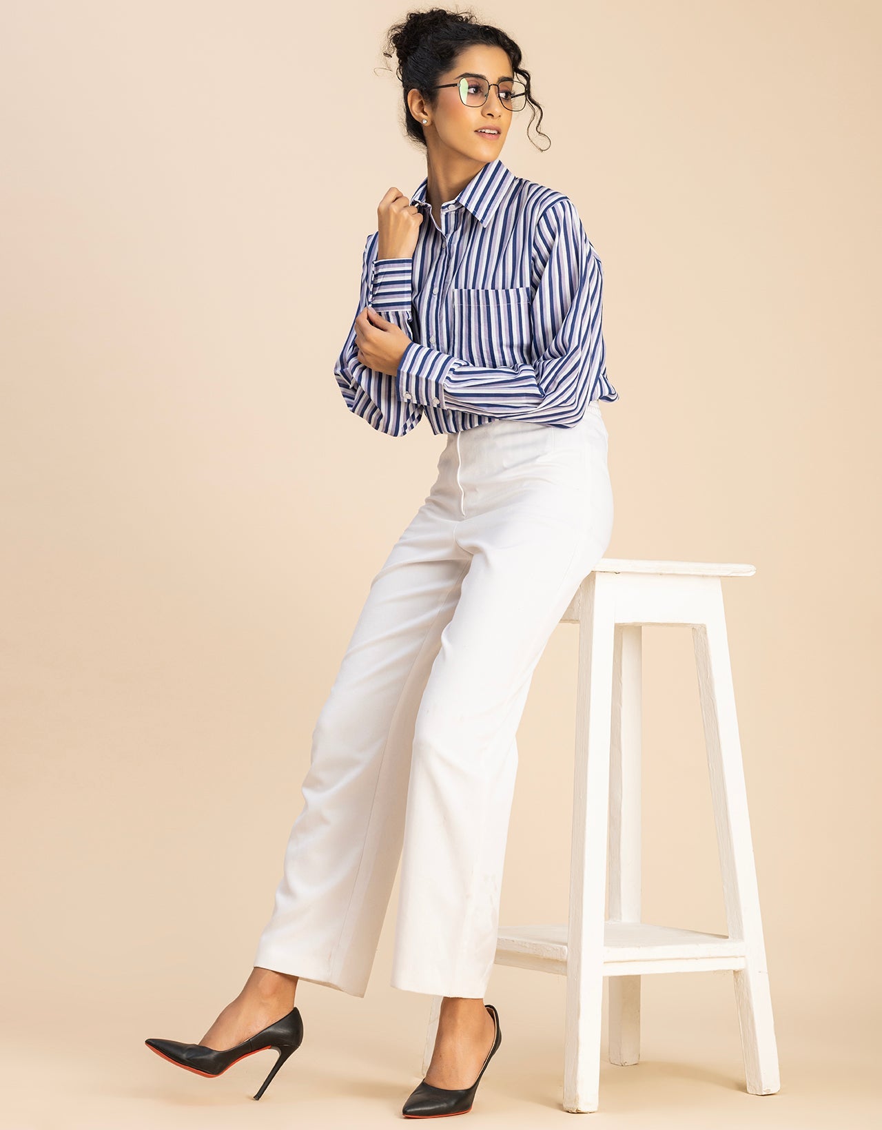 Long Sleeve Spread Collar Shirt Cotton Shirt