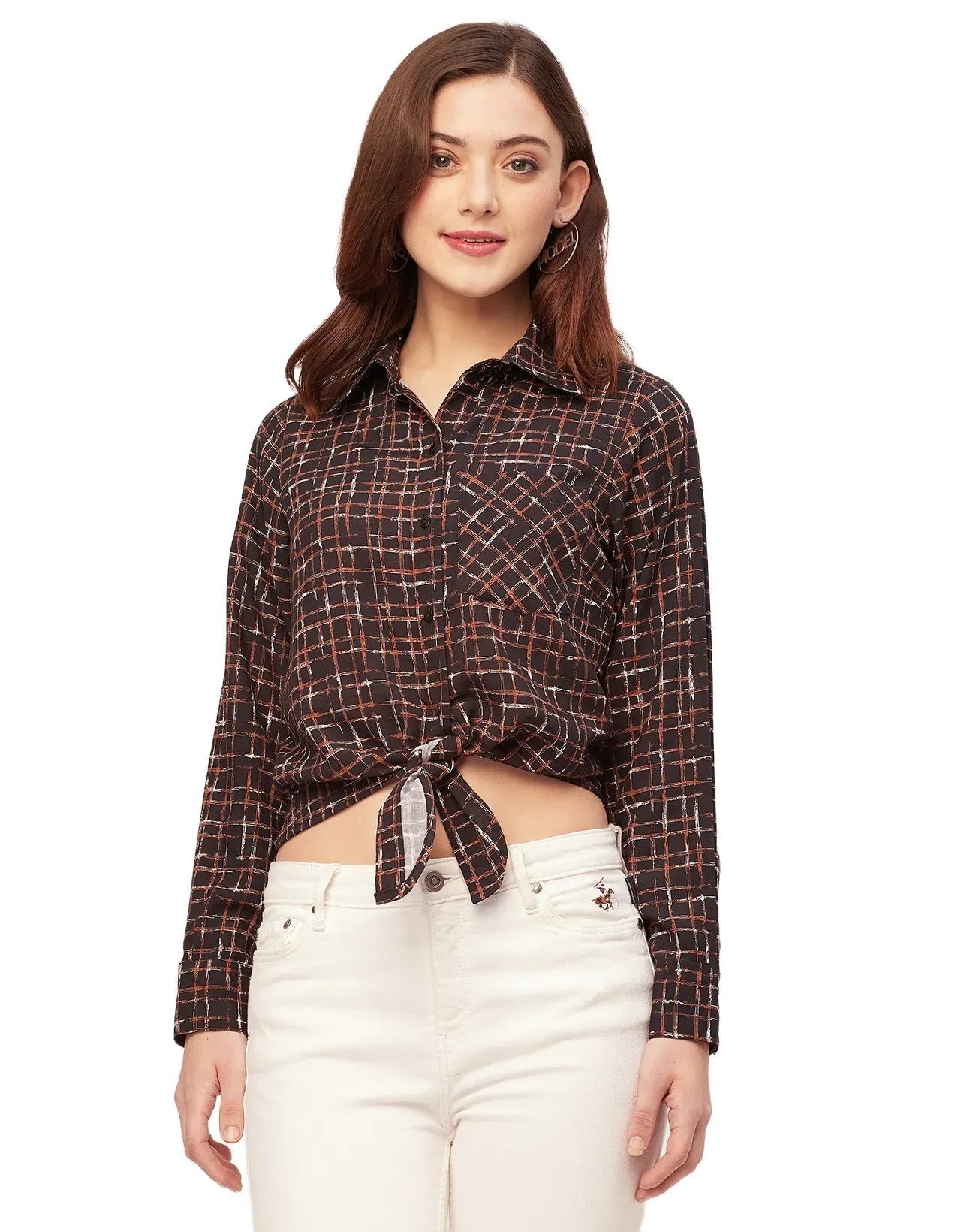 Long Sleeves Spread Collar Rayon Shirt