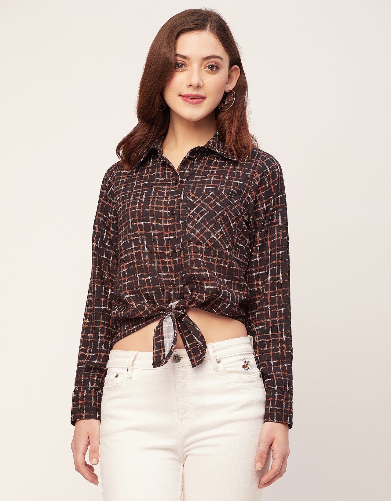Long Sleeves Spread Collar Rayon Shirt