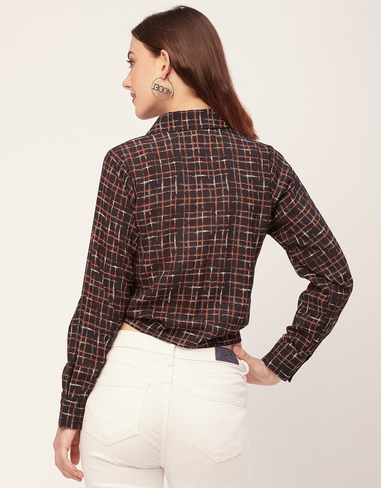 Long Sleeves Spread Collar Rayon Shirt