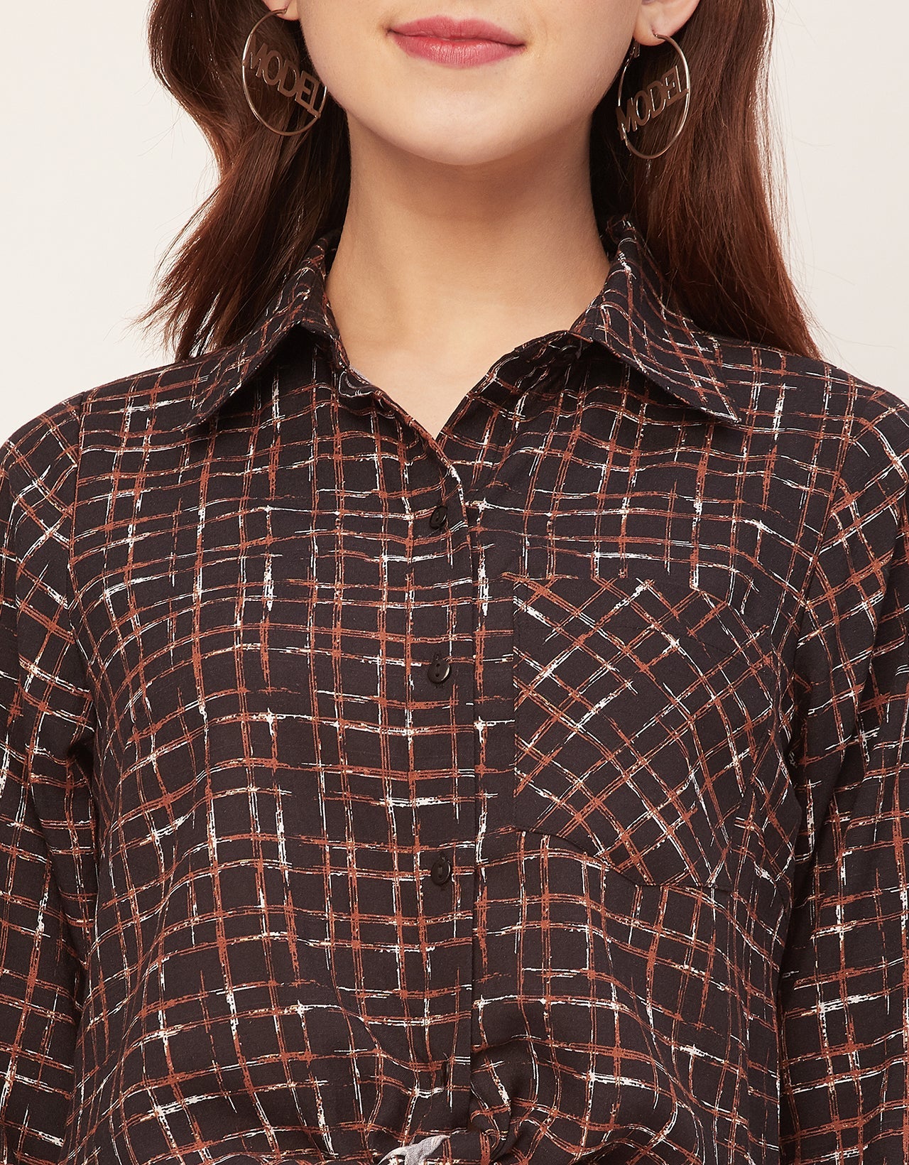 Long Sleeves Spread Collar Rayon Shirt