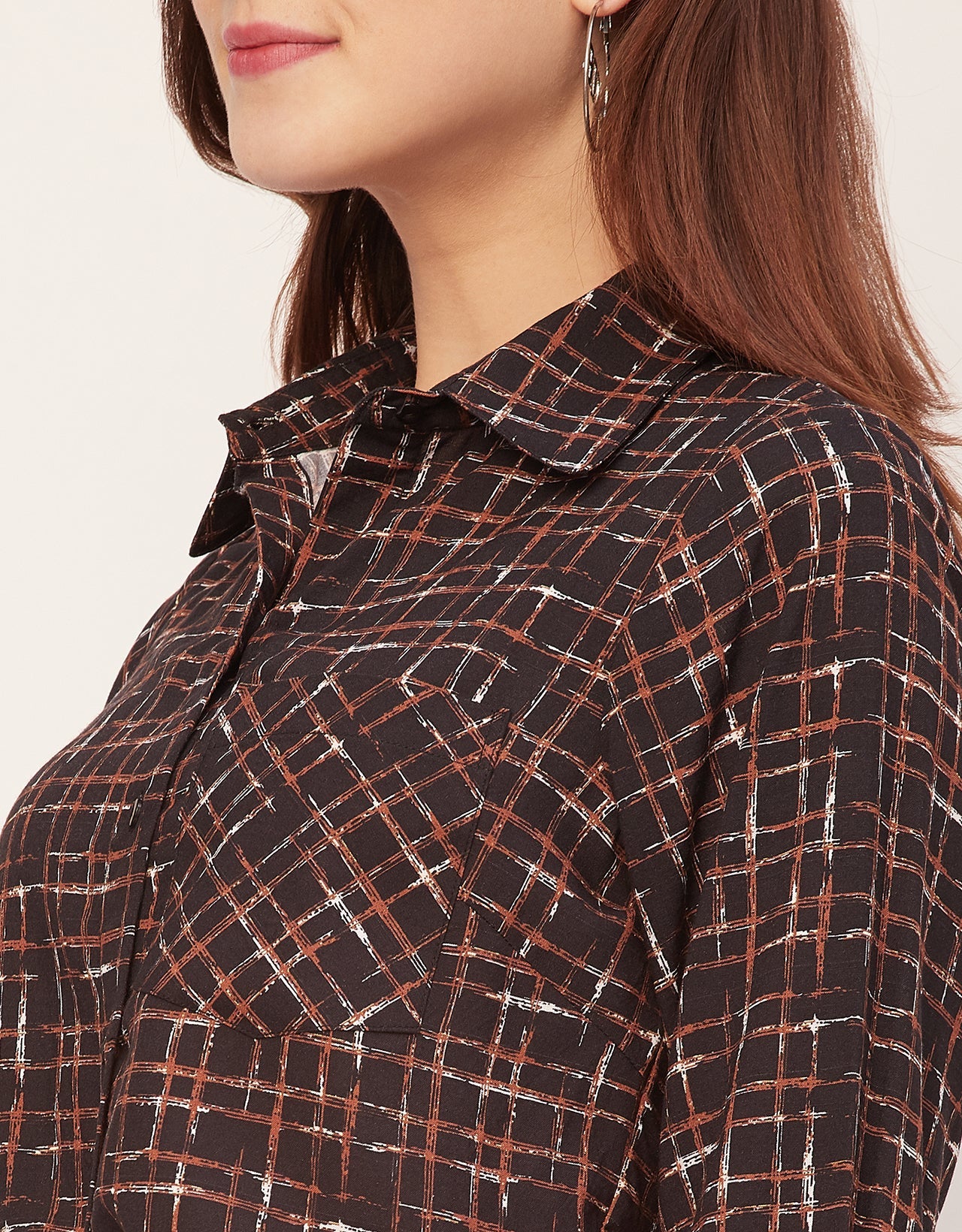 Long Sleeves Spread Collar Rayon Shirt