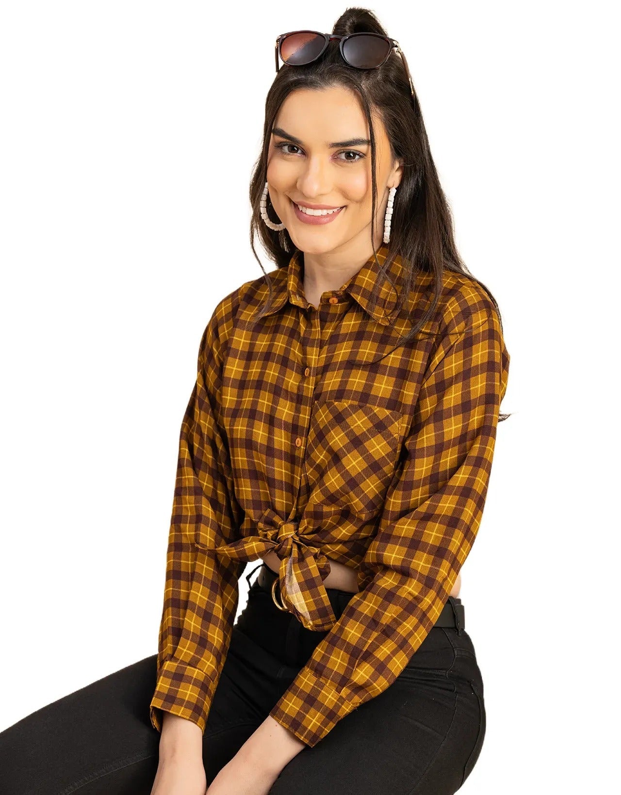 Long Sleeves Spread Collar Rayon Shirt