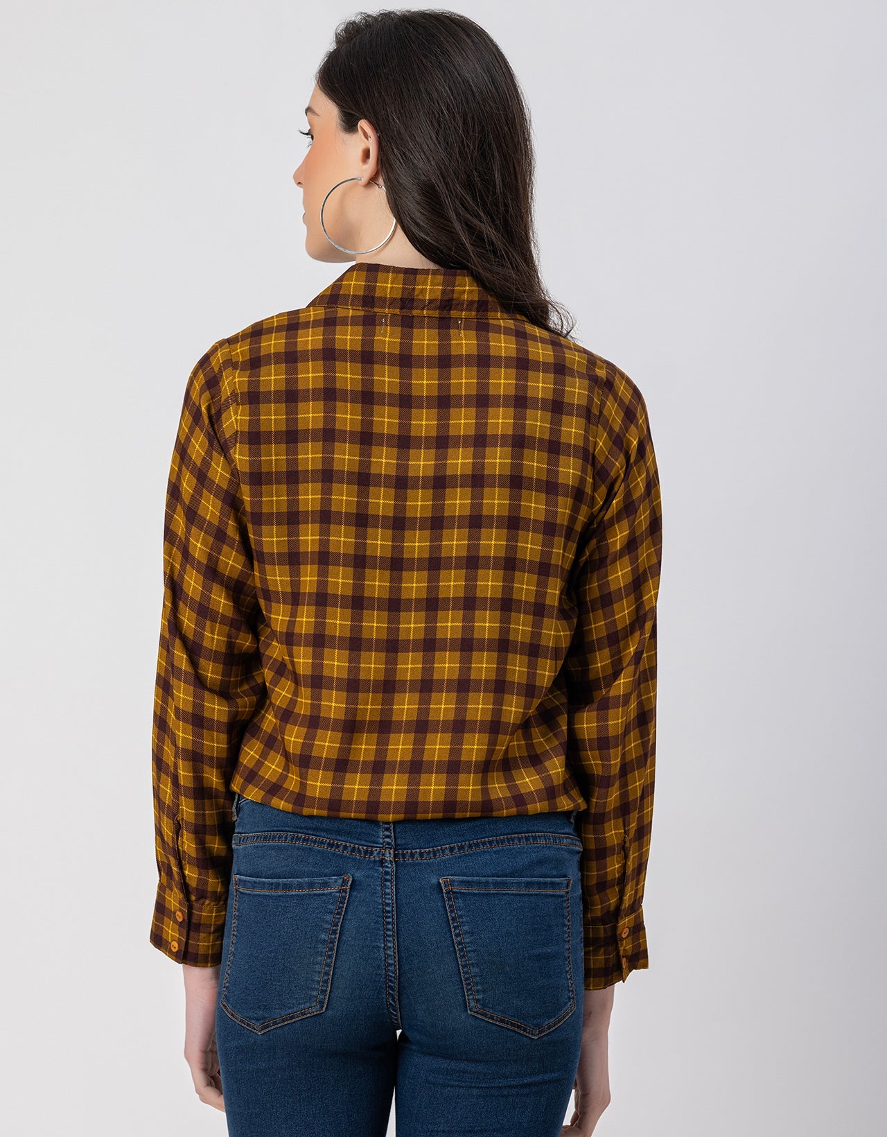 Long Sleeves Spread Collar Rayon Shirt