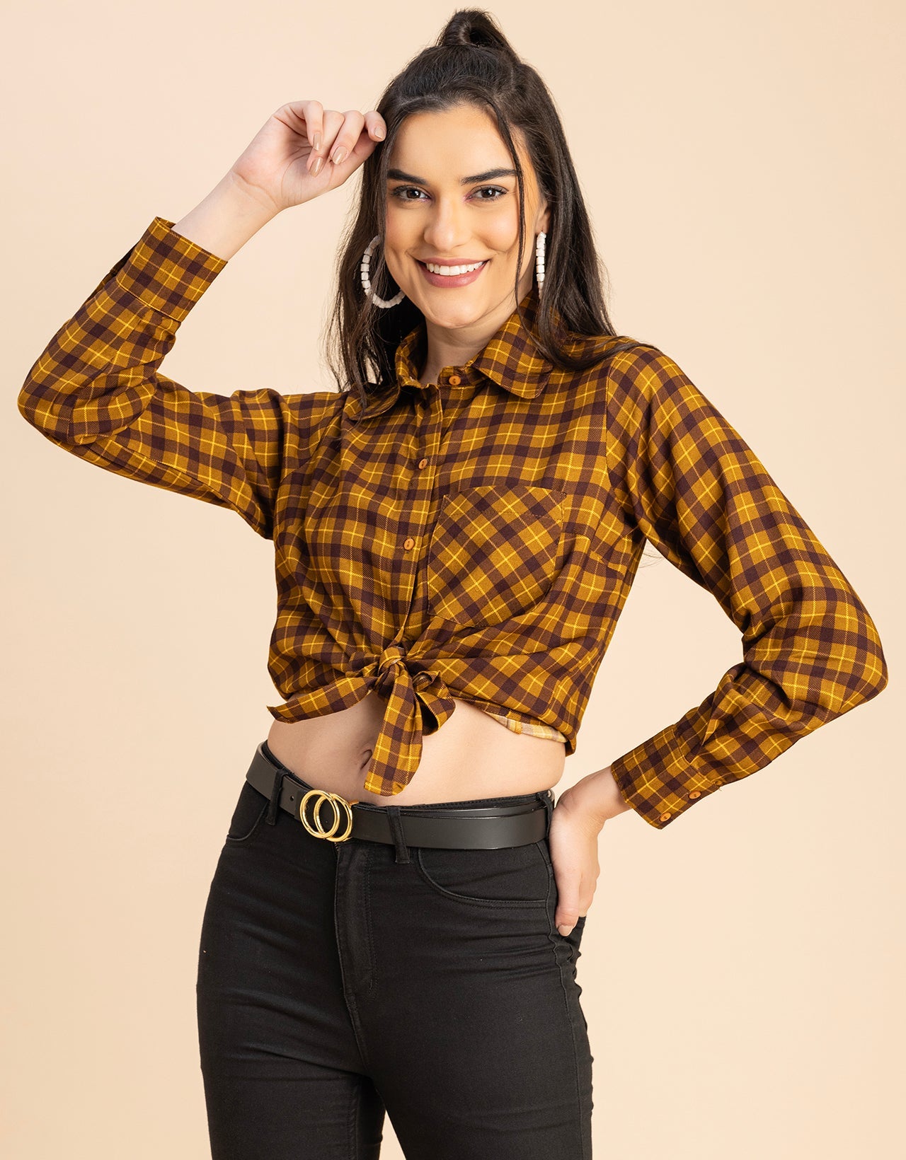 Long Sleeves Spread Collar Rayon Shirt