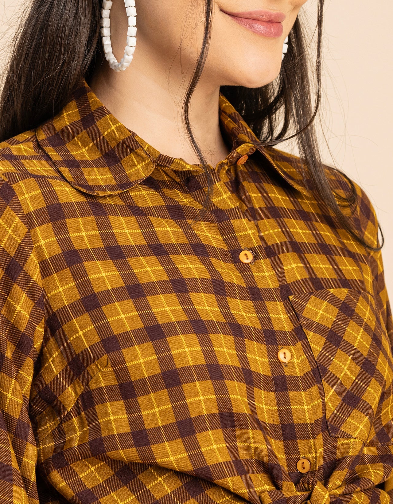 Long Sleeves Spread Collar Rayon Shirt