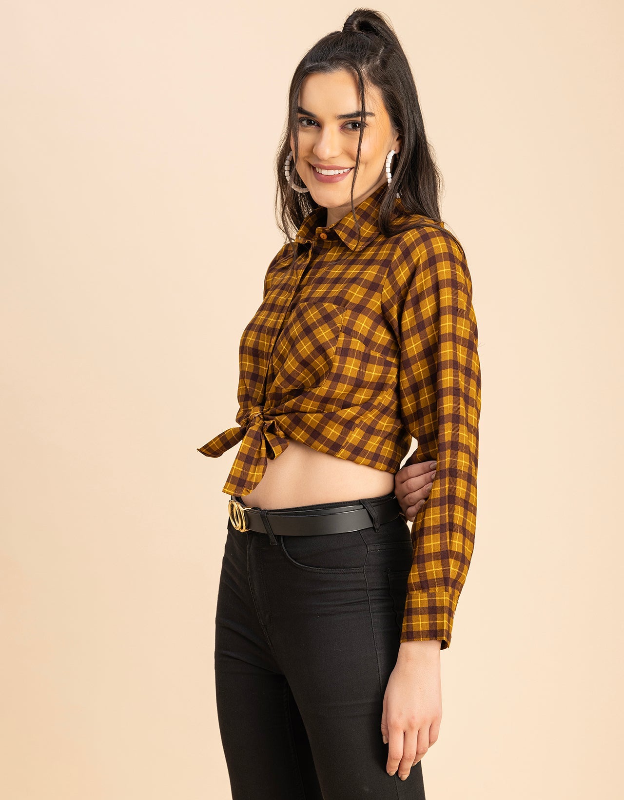Long Sleeves Spread Collar Rayon Shirt