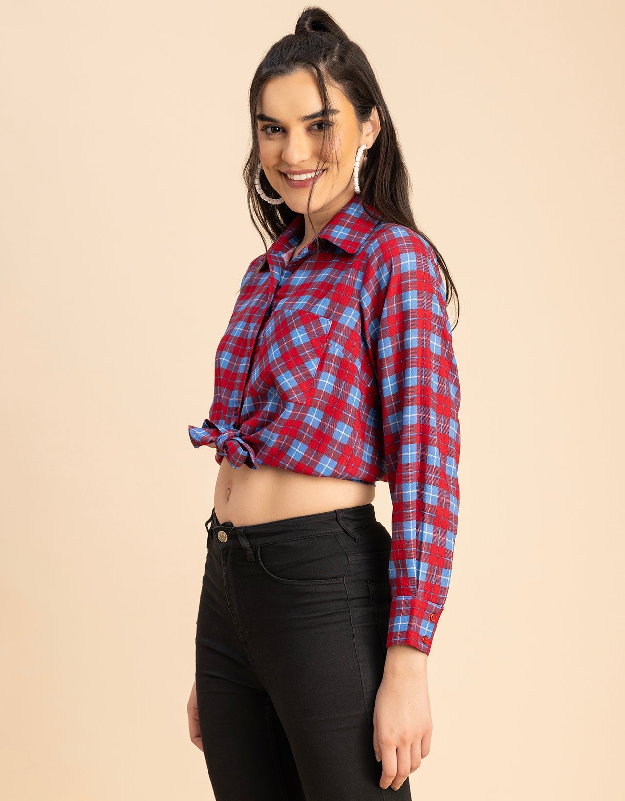 Long Sleeves Spread Collar Rayon Shirt