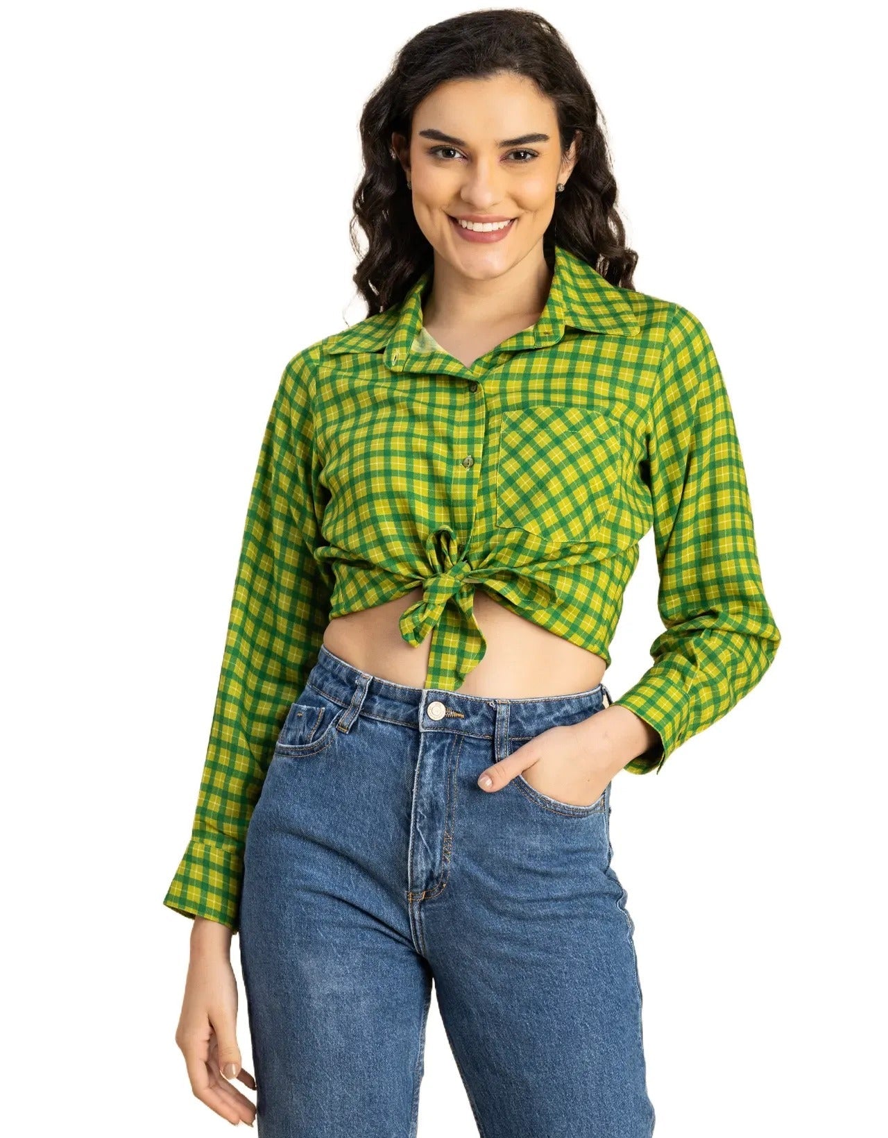 Long Sleeves Spread Collar Rayon Shirt