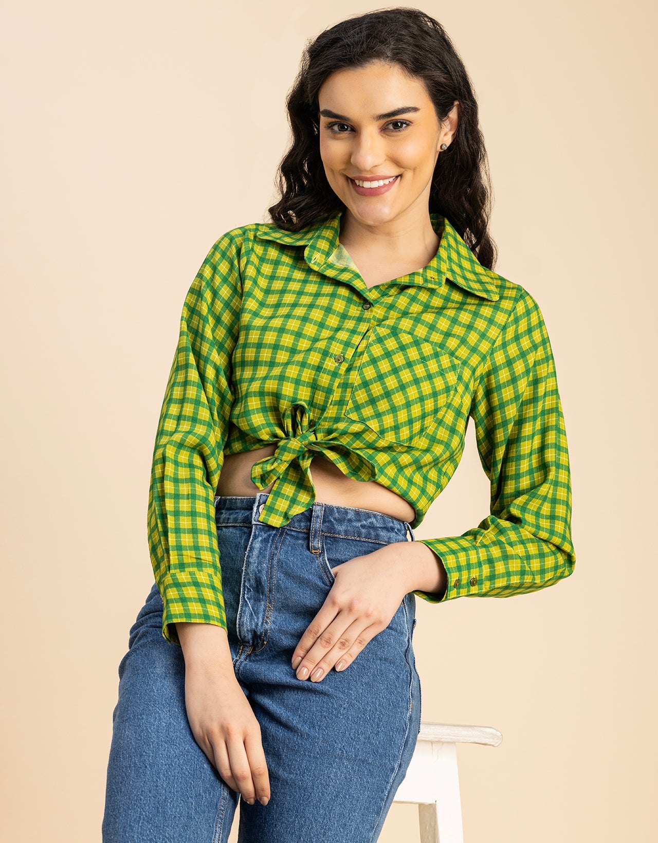 Long Sleeves Spread Collar Rayon Shirt
