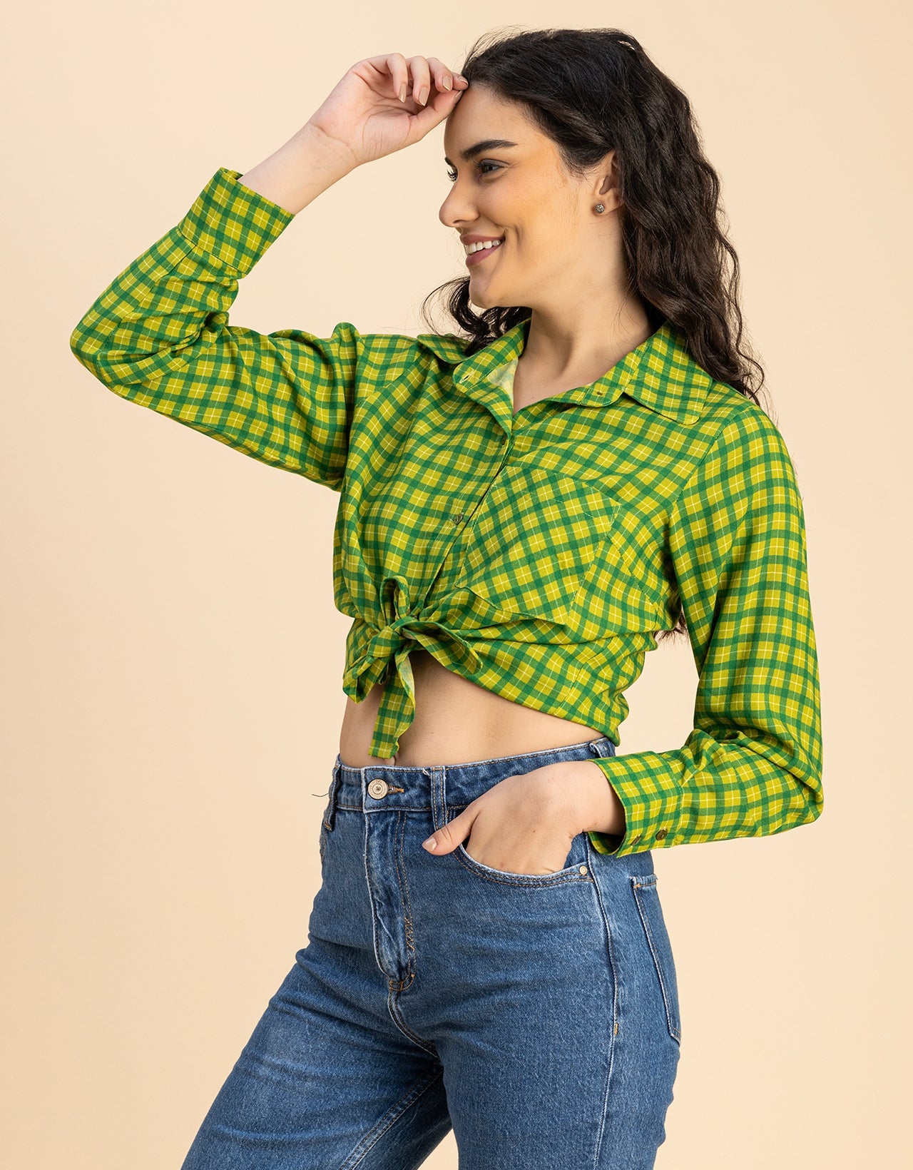 Long Sleeves Spread Collar Rayon Shirt