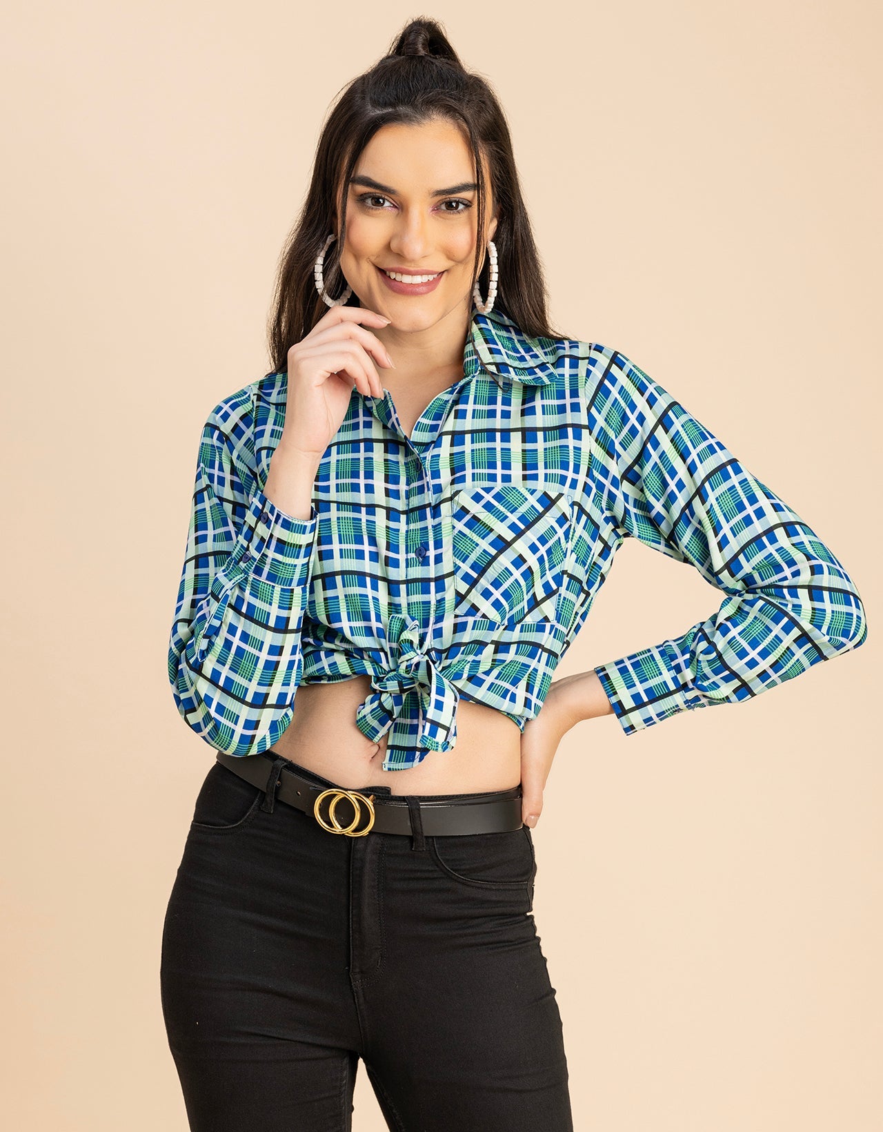 Long Sleeves Spread Collar Rayon Shirt