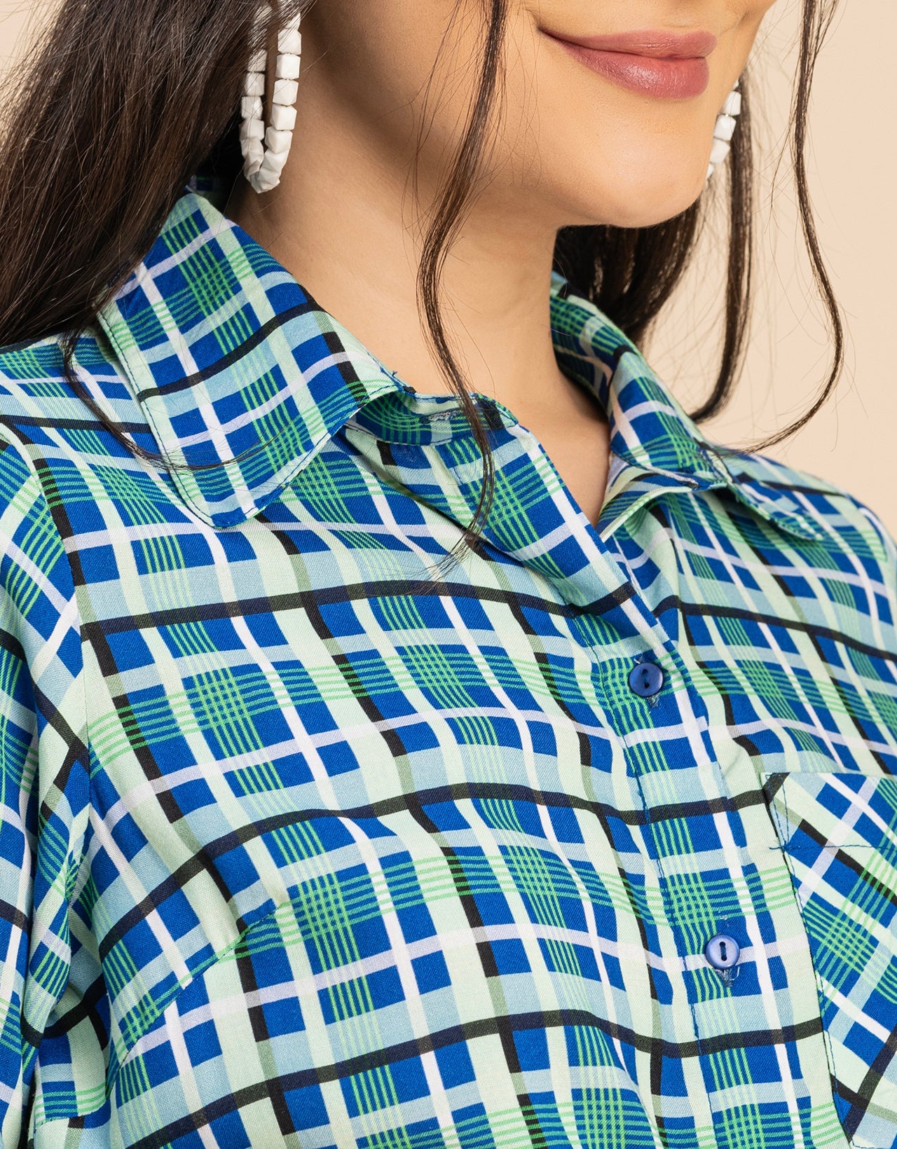 Long Sleeves Spread Collar Rayon Shirt