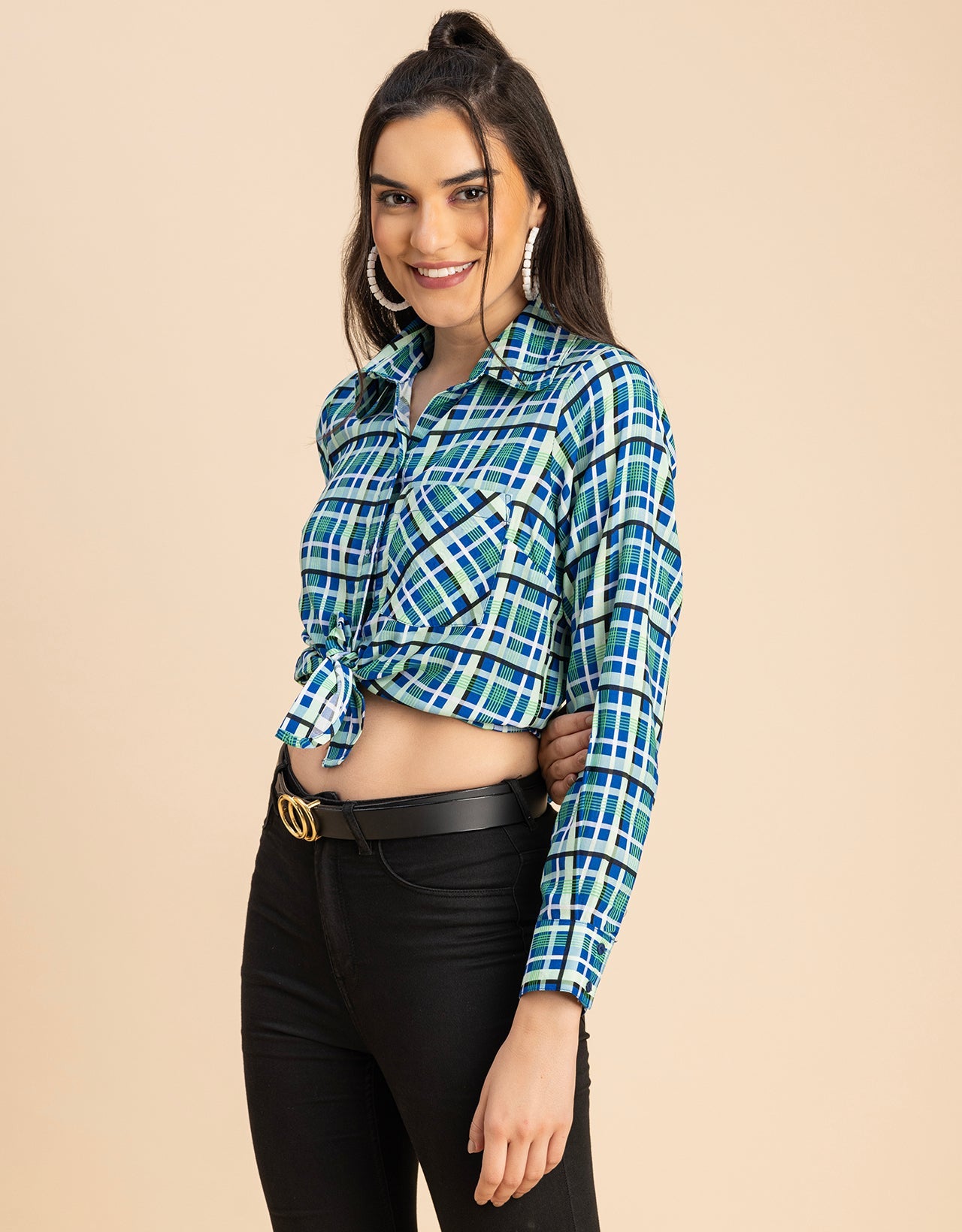 Long Sleeves Spread Collar Rayon Shirt